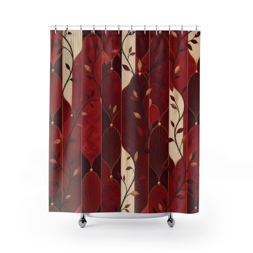 Nouveau Botanical Red Floral Shower Curtain