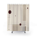 Red Dot Line White Shower Curtain