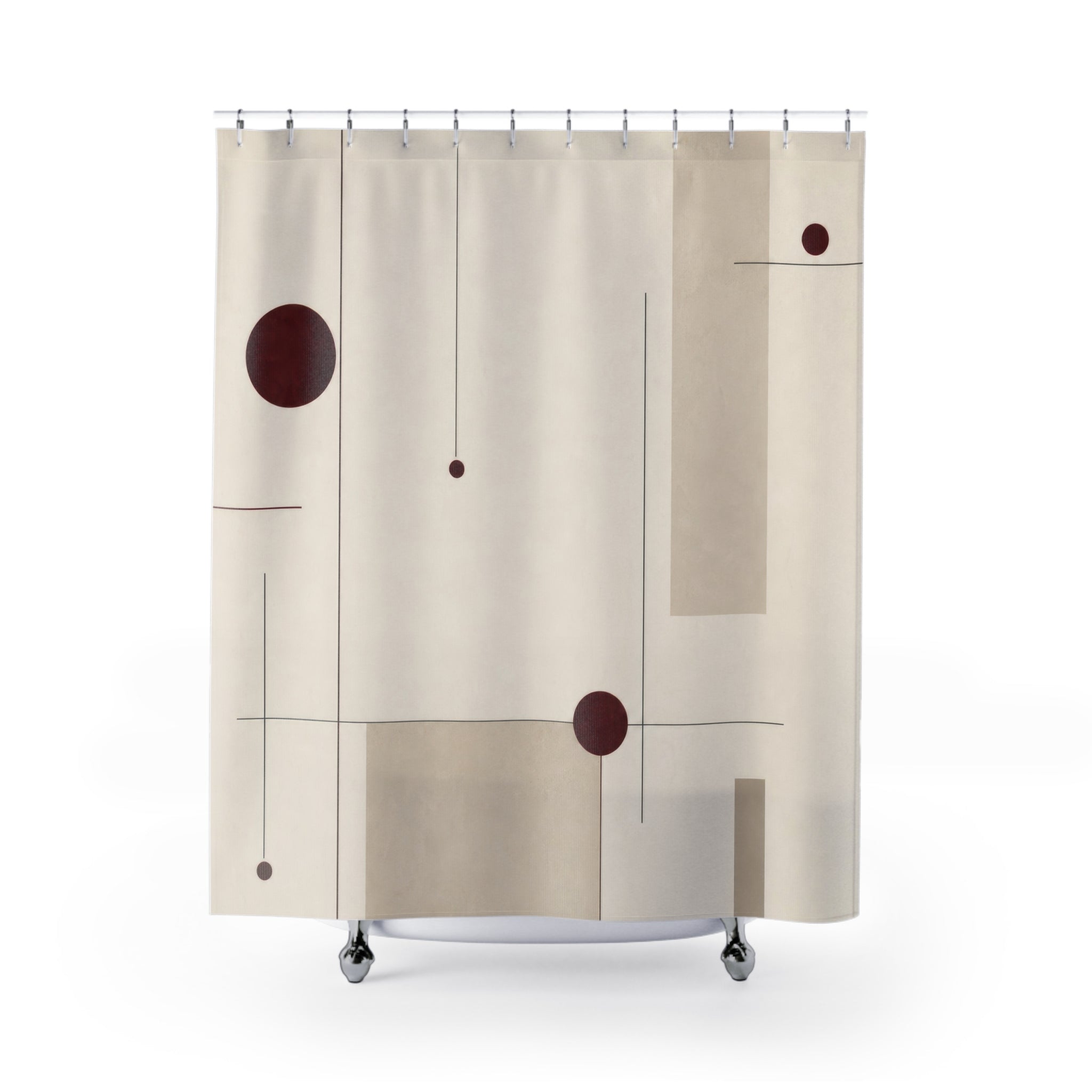Red Dot Line White Shower Curtain