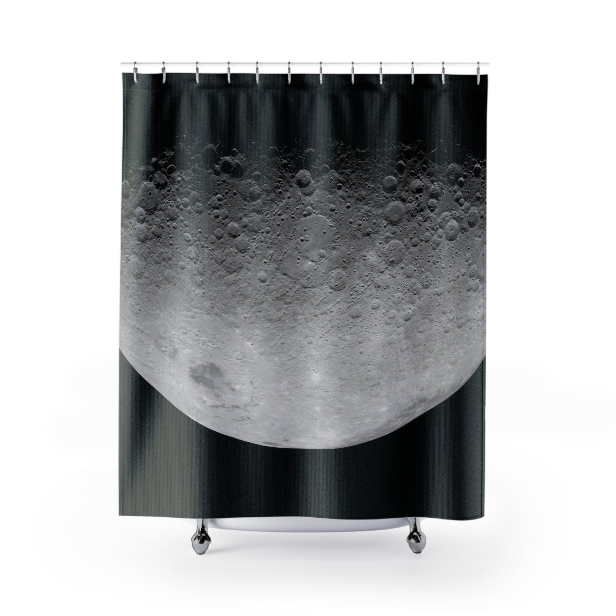 Black and Grey Moon Shower Curtain: Lunar Photo