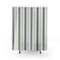 Navy Pinstripe Shower Curtain, Navy White Classic Bathroom Decor, Crisp Stripe Bath Curtain, Guest Bathroom Decor, Small Bathroom Decor