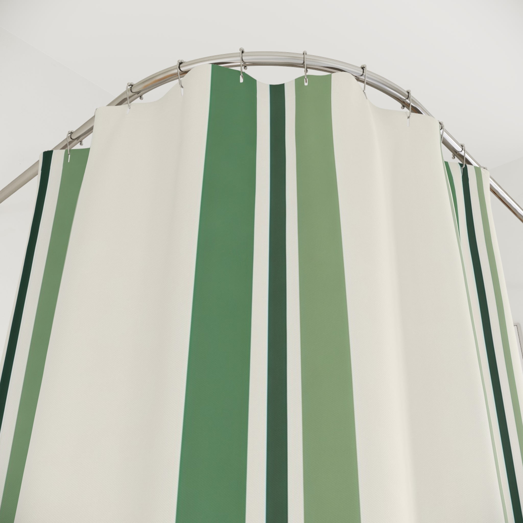 Green Cream Pinstripe Shower Curtain