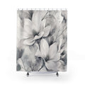 White Magnolia Grey Shower Curtain