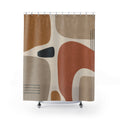 Abstract Shower Curtain, Ochre Clay Beige Shape Pattern, Warm Boho Bathroom Decor, Modern Earth Tone Guest Bath Abstract Art Style