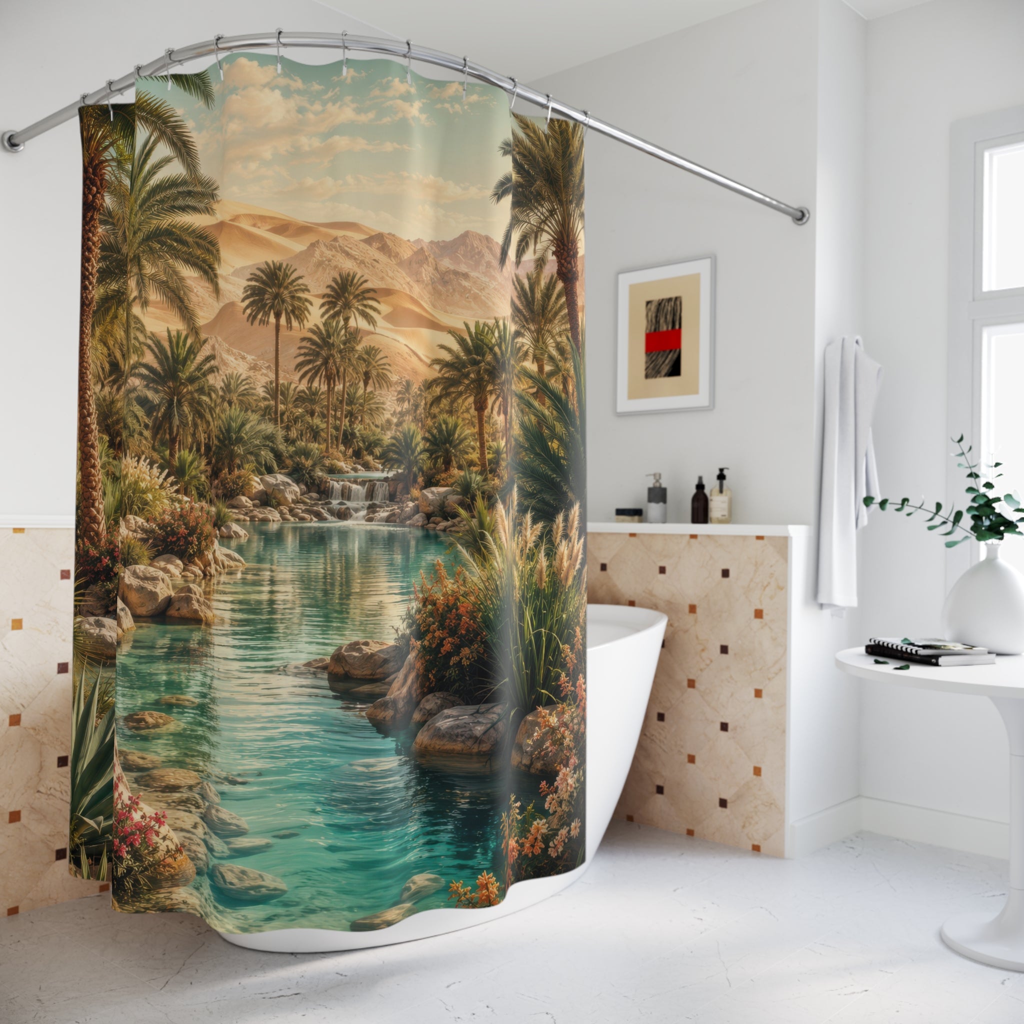Oasis Shower Curtain: Desert Palm Nature