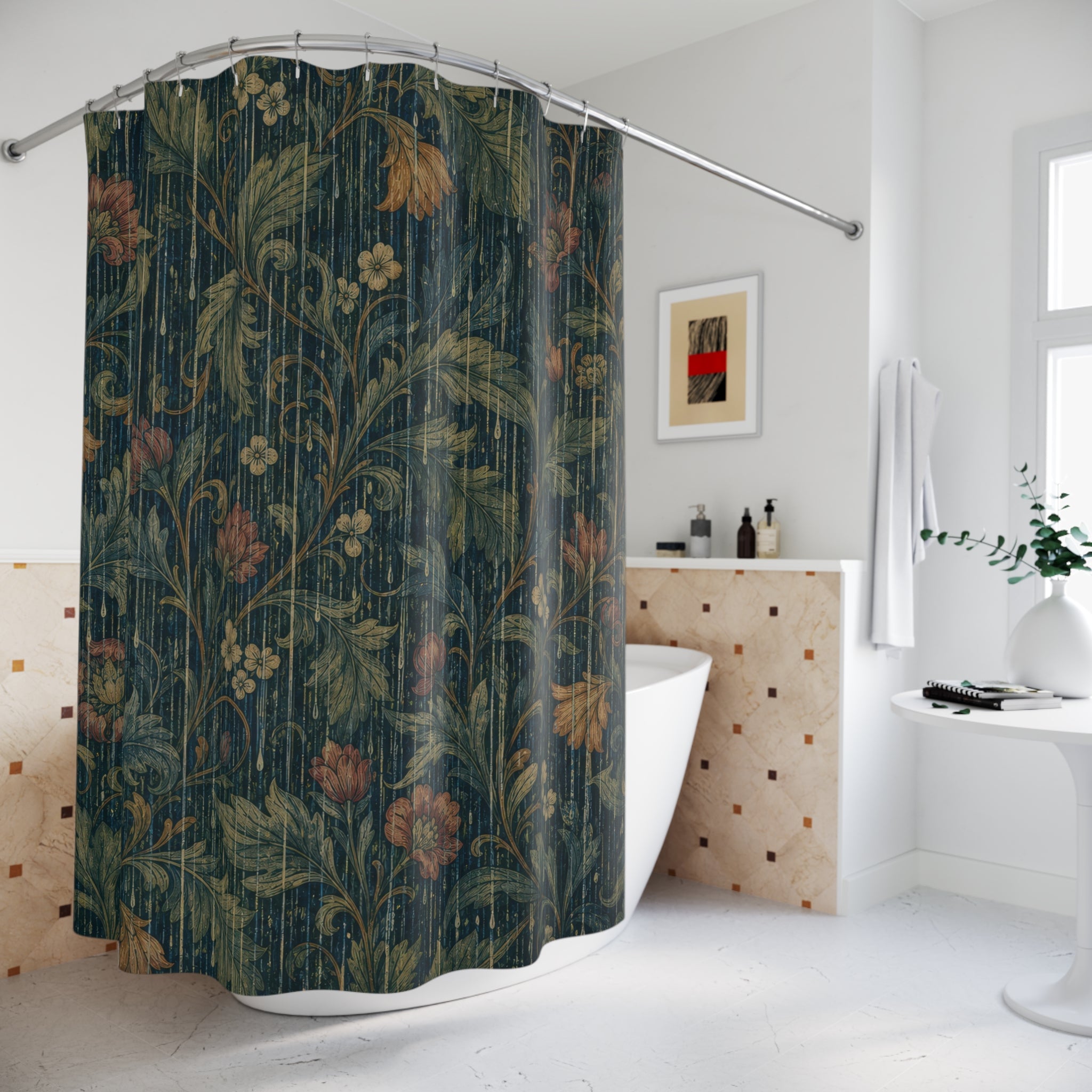 Arts and Crafts Rain Print Shower Curtain