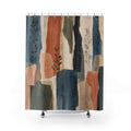 Abstract Brush Shower Curtain, Blue Rust Modern Bathroom Decor, Painterly Block Bath Curtain, Guest Bathroom Decor, Apartment Bath Decor