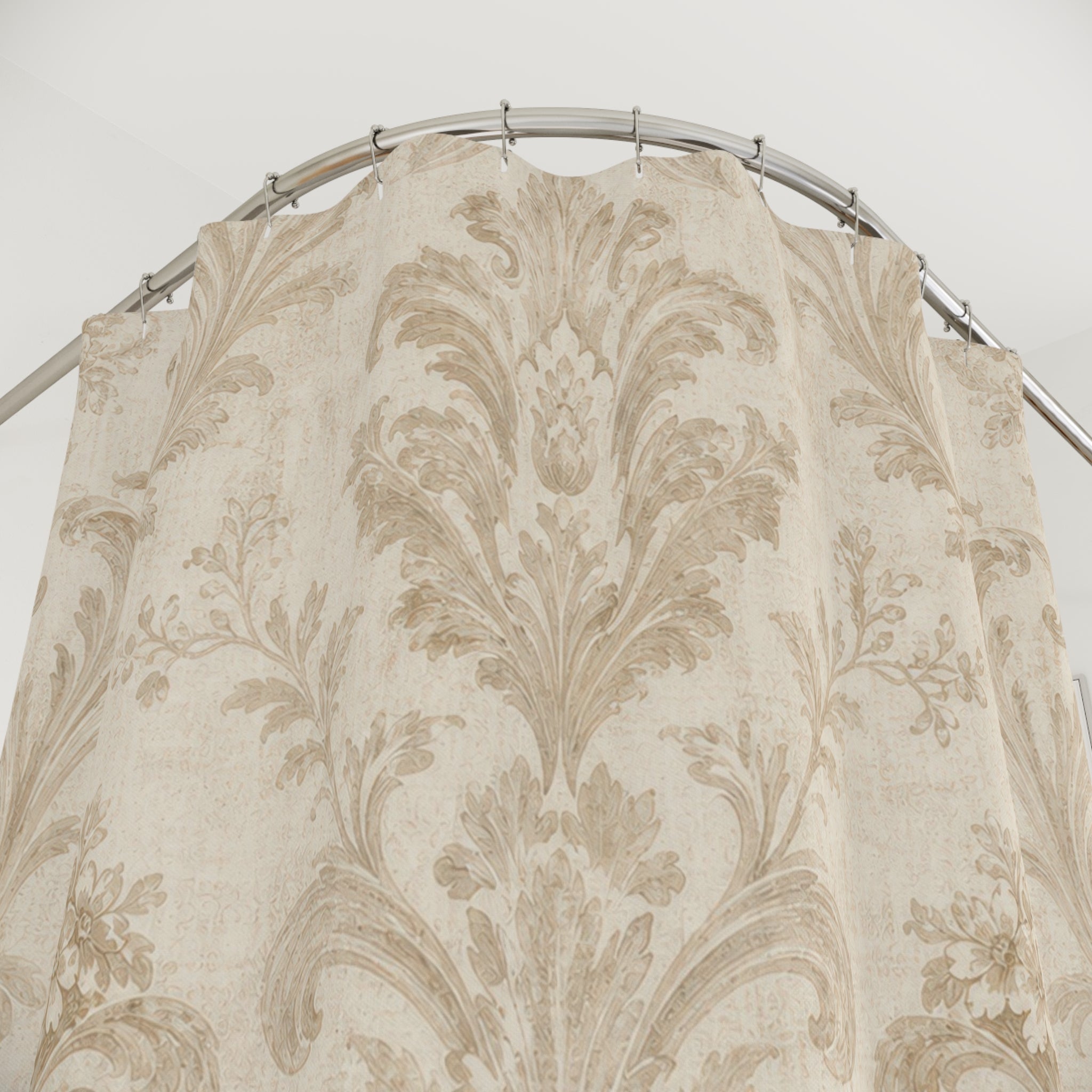 Beige French Country Scroll Shower Curtain