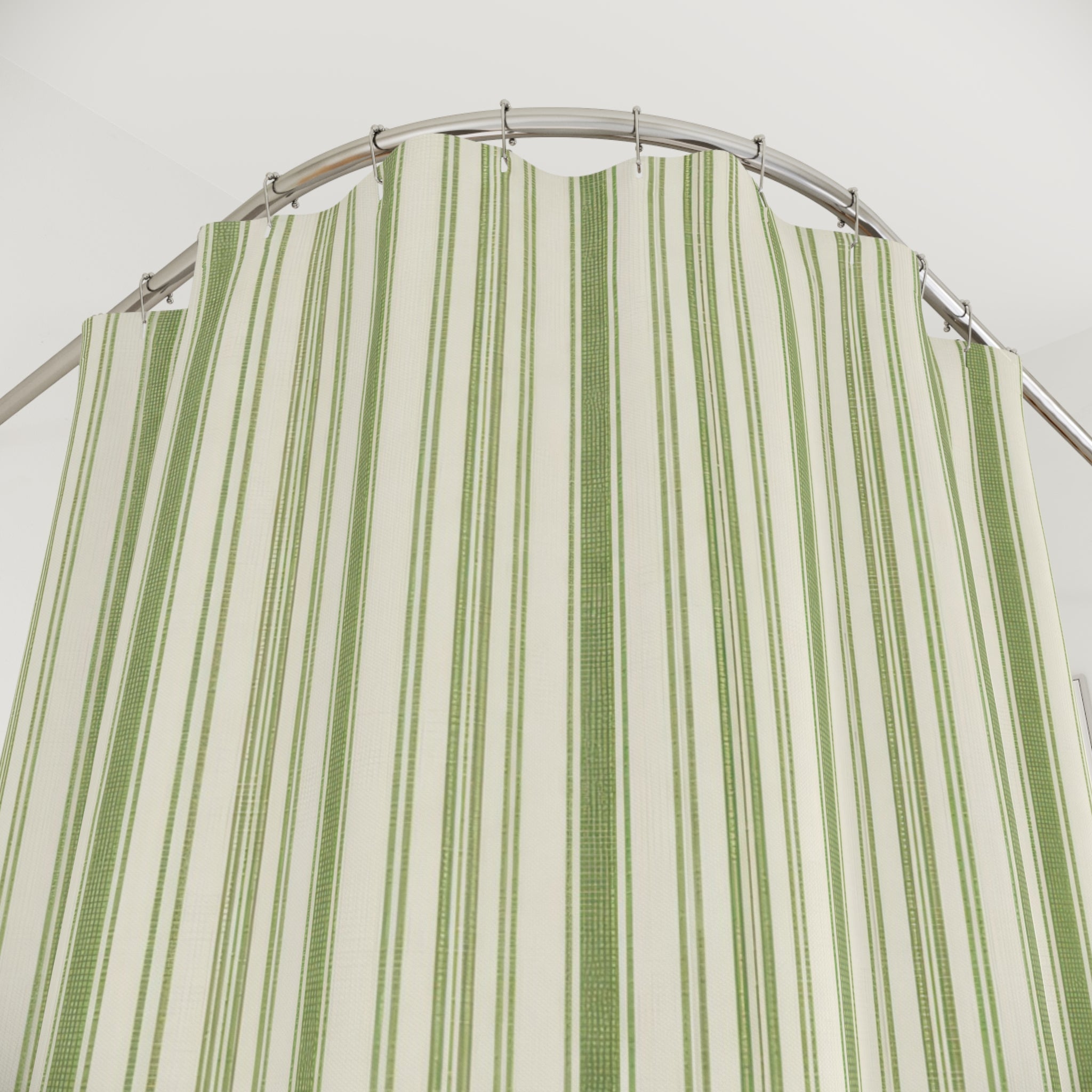 Fresh Herb Green Stripe Shower Curtain