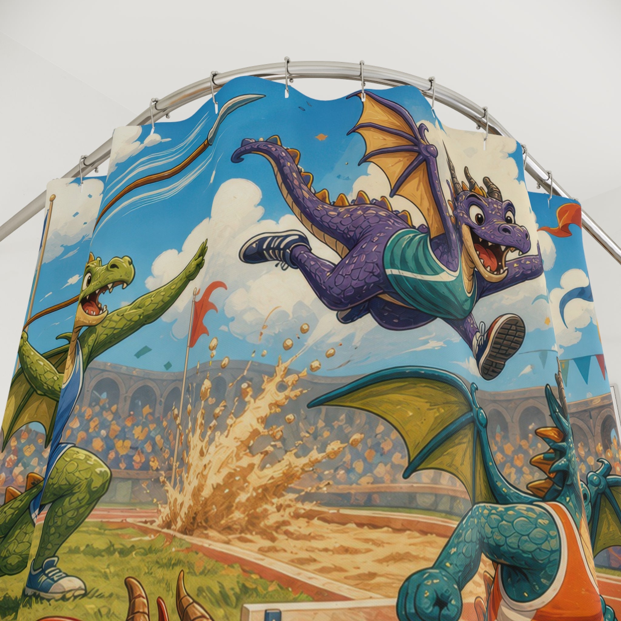 Track Meet Sports Unique Funny Dragon Shower Curtain