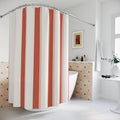 Beige and Coral Ticking Stripe Shower Curtain