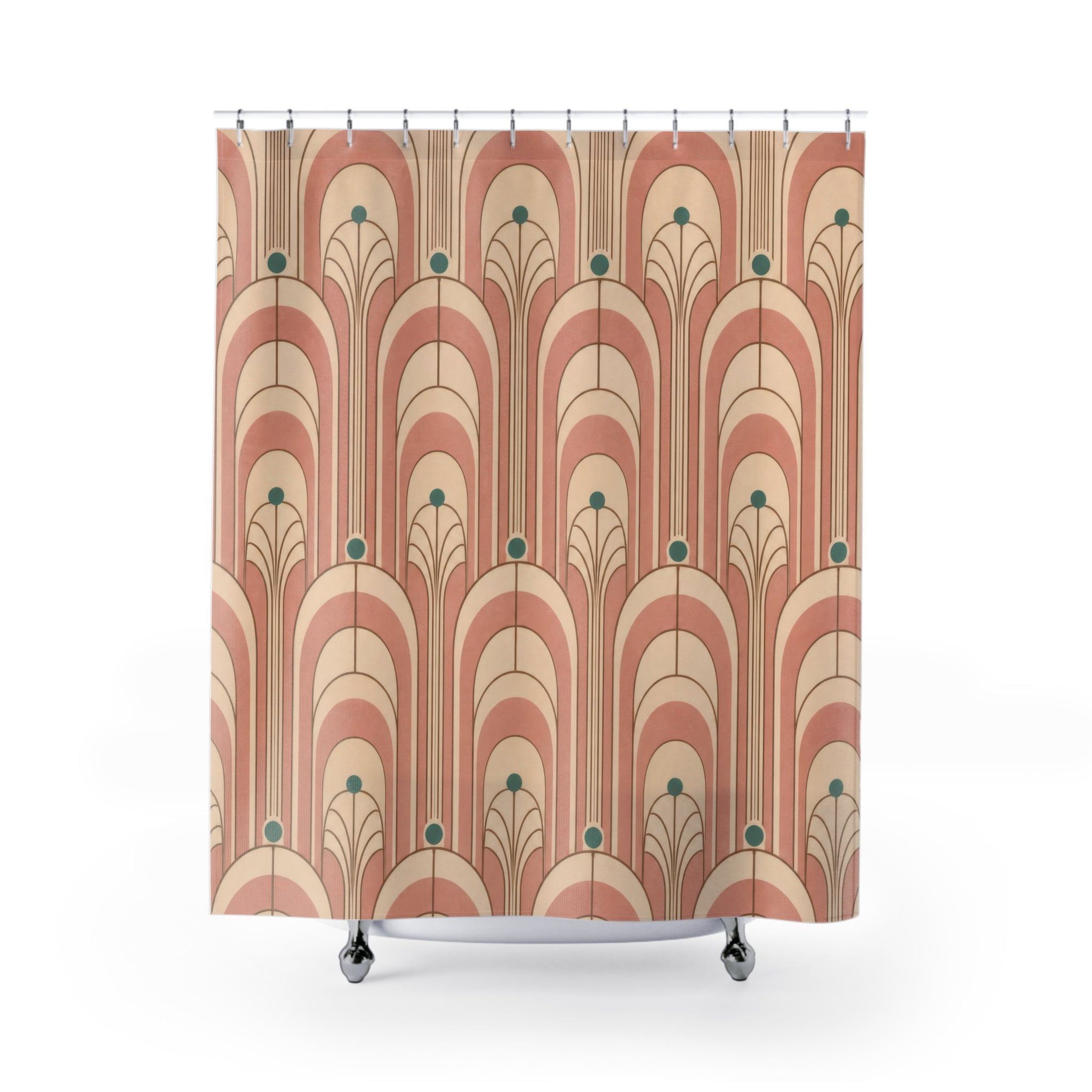 Pink Peach Arch Fan Art Deco Shower Curtain