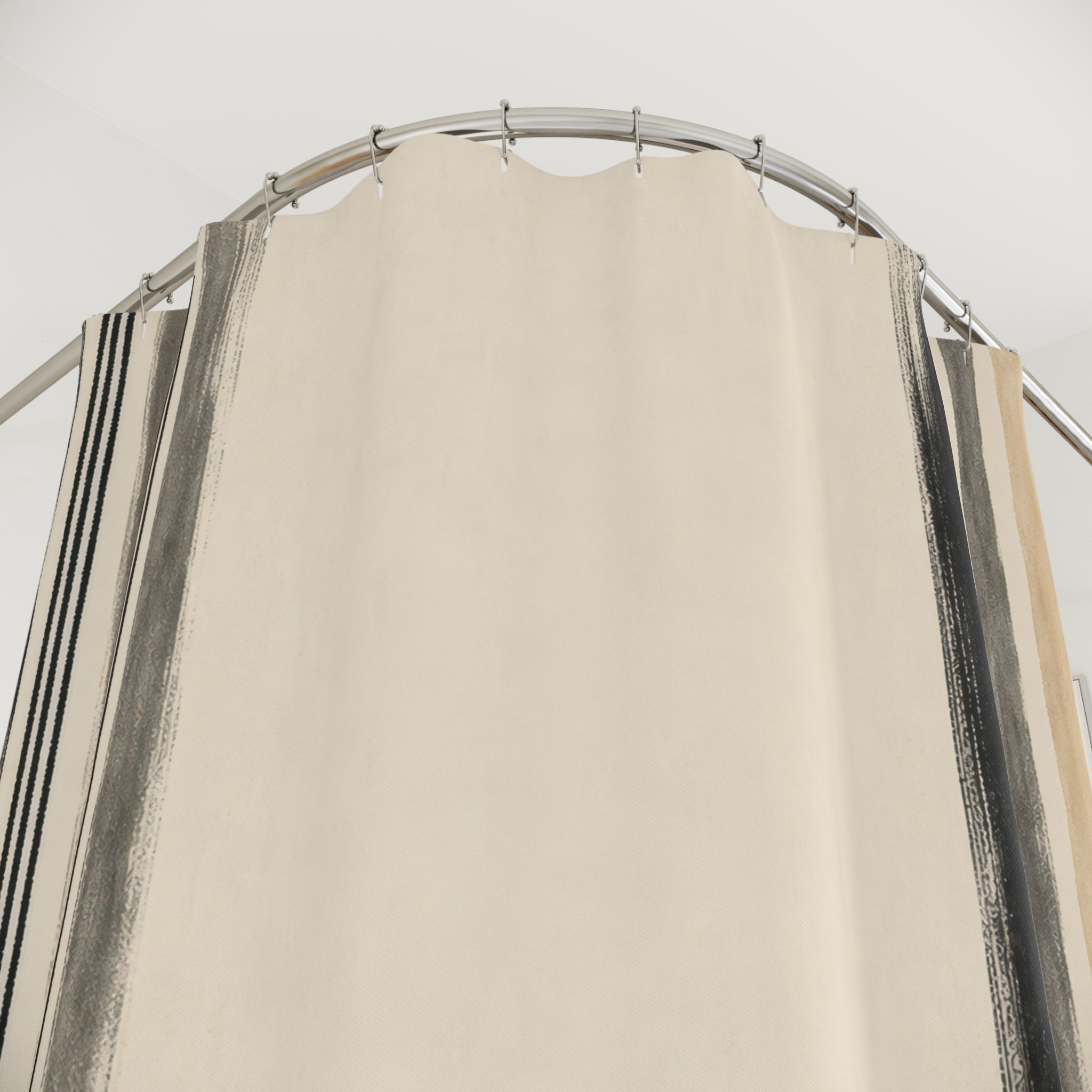 Ivory Beige Border Stripe Shower Curtain