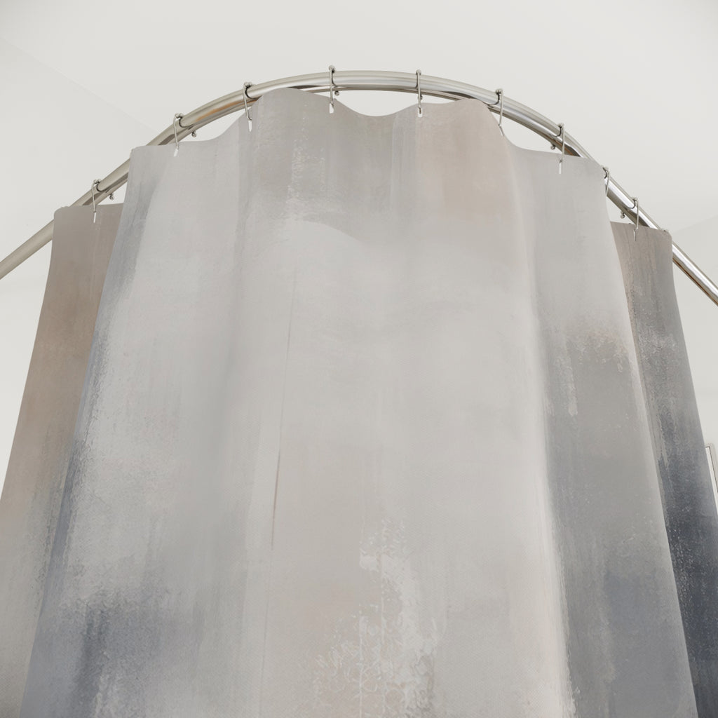 Gray White Abstract Brush Shower Curtain