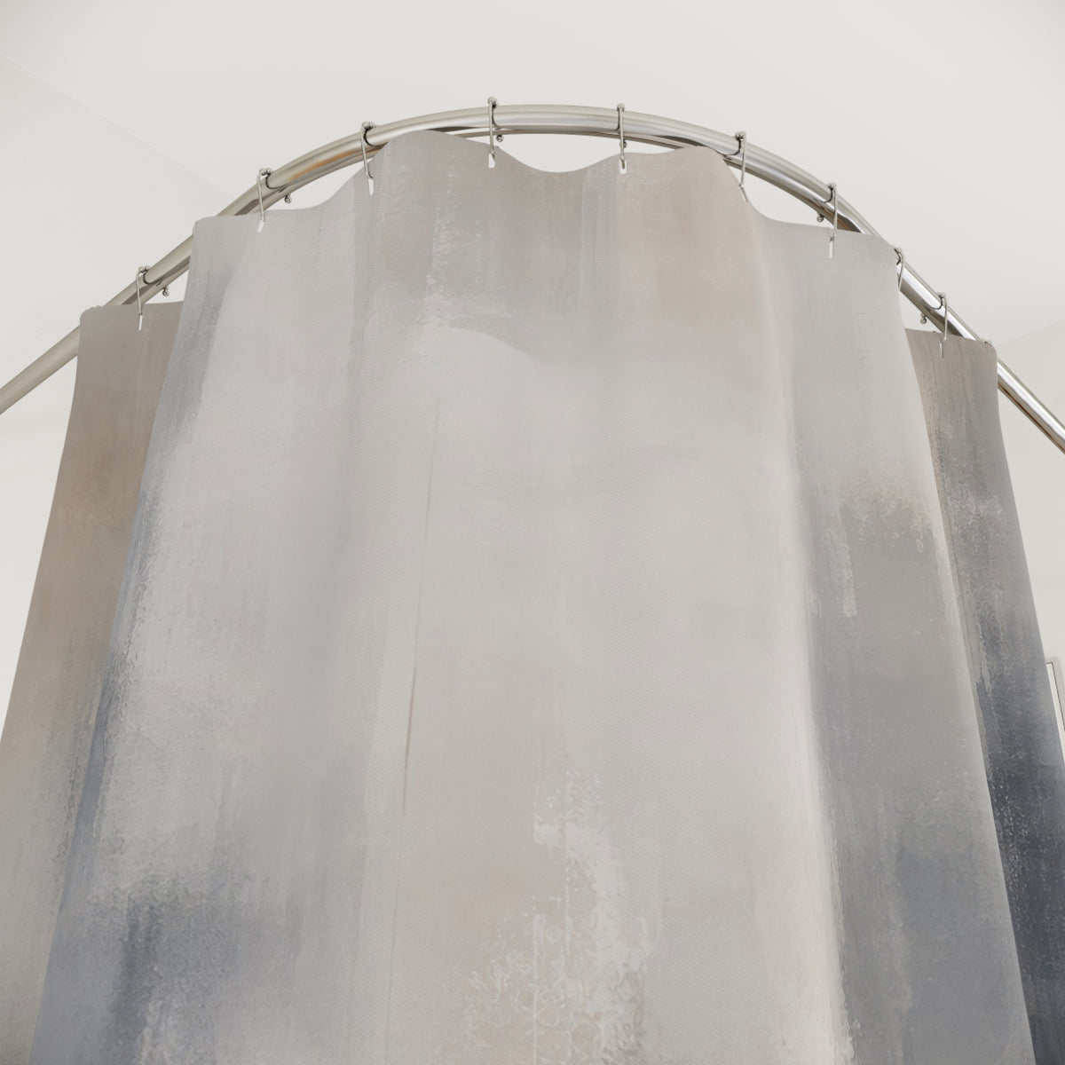 Gray White Abstract Brush Shower Curtain
