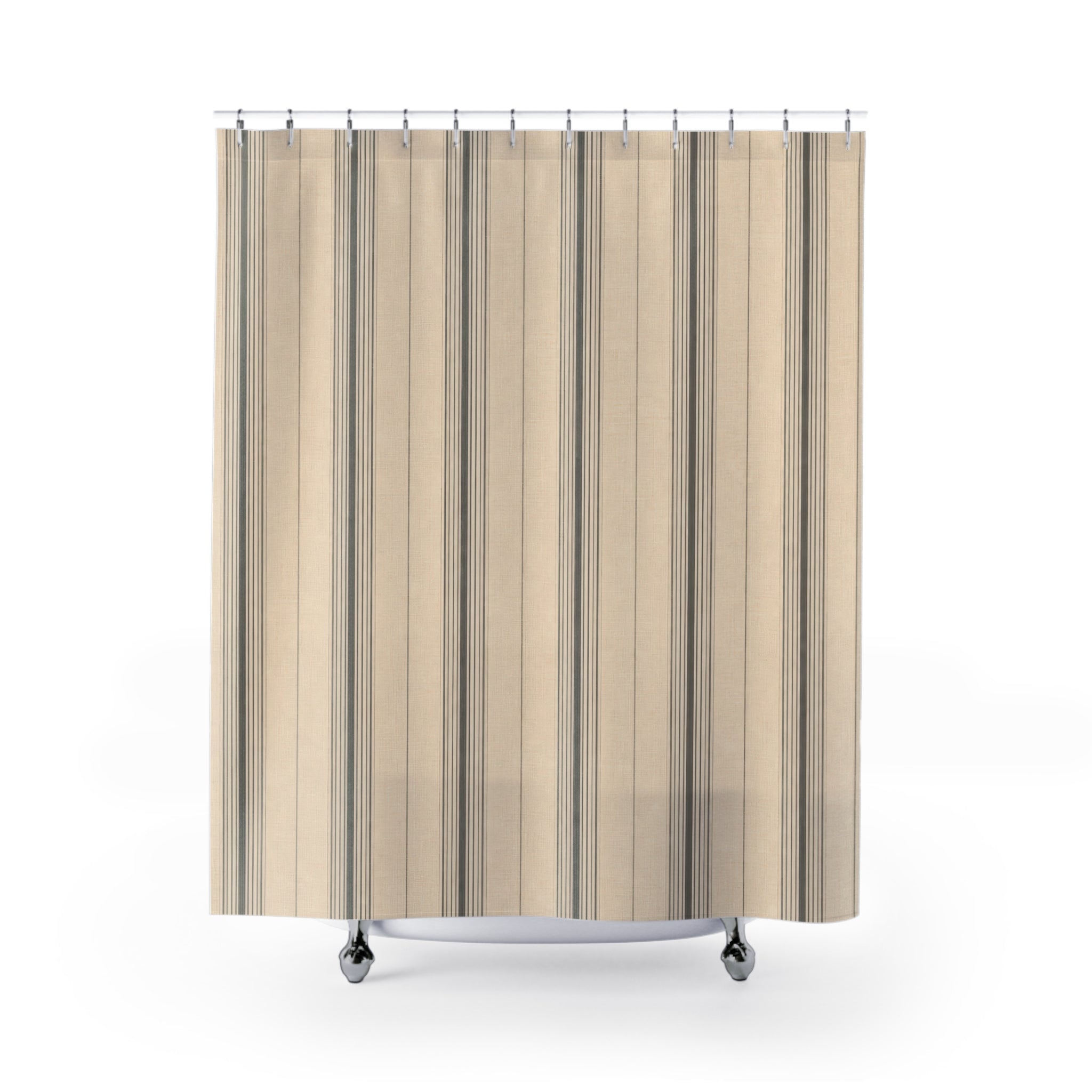 Taupe Ticking Stripe Shower Curtain
