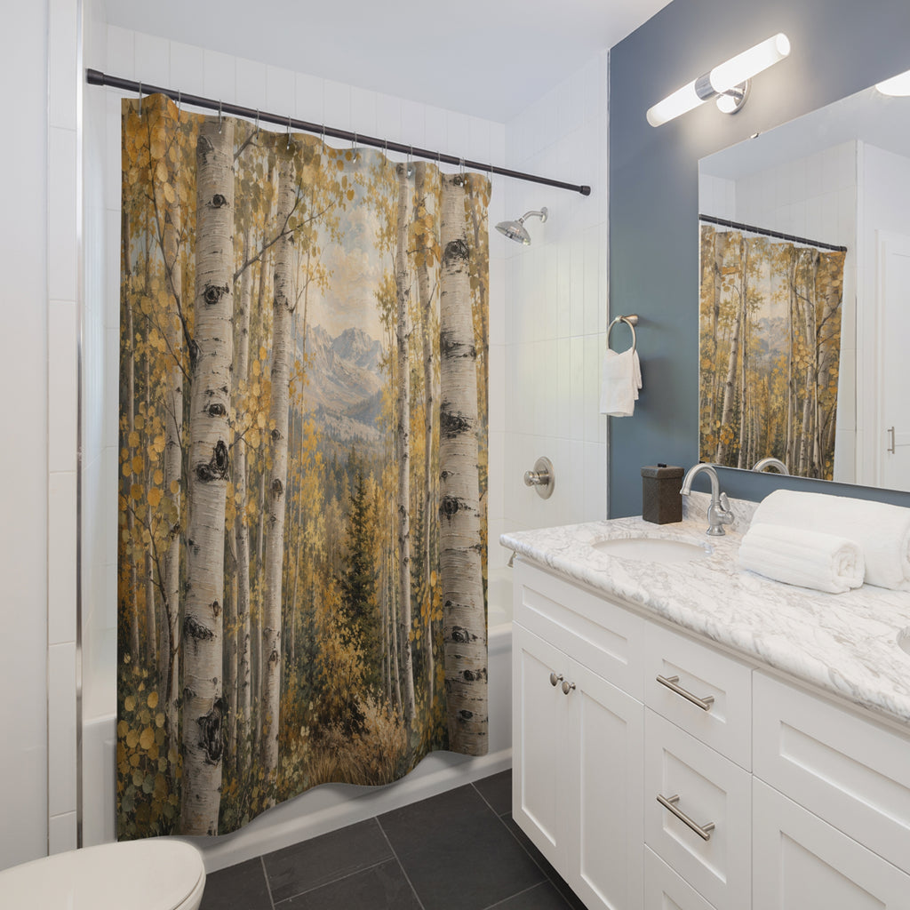 Aspen Shower Curtain: Birch Mountain Forest