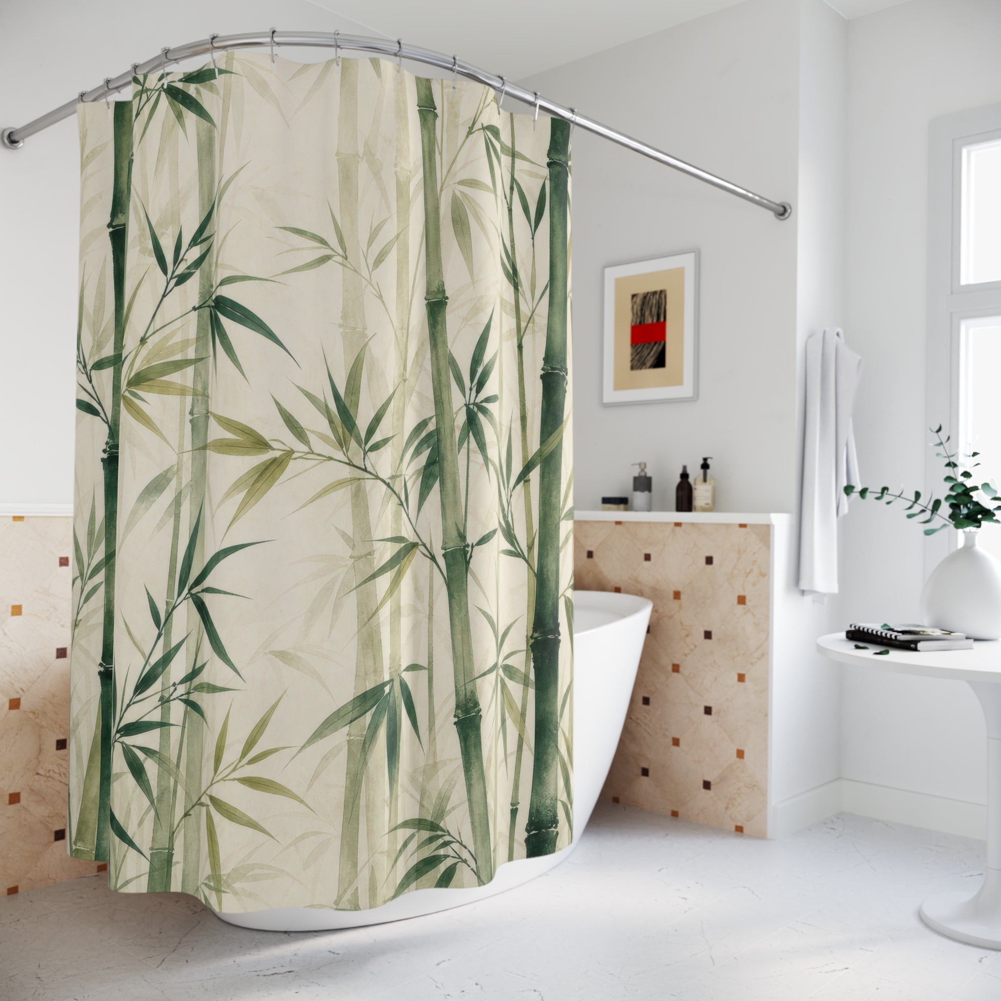 Green Botanical Stalk Shower Curtain