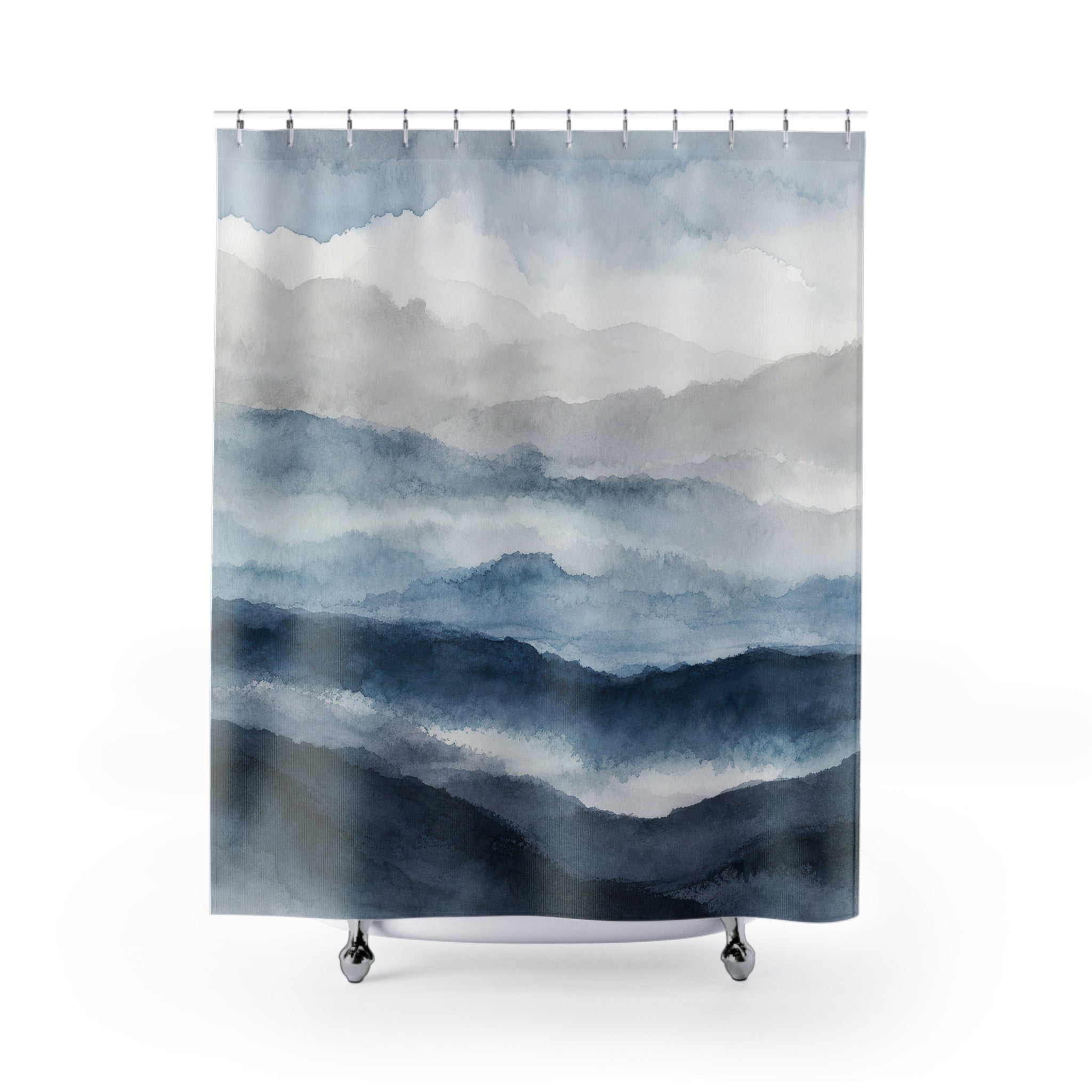 Blue Gray Landscape Shower Curtain
