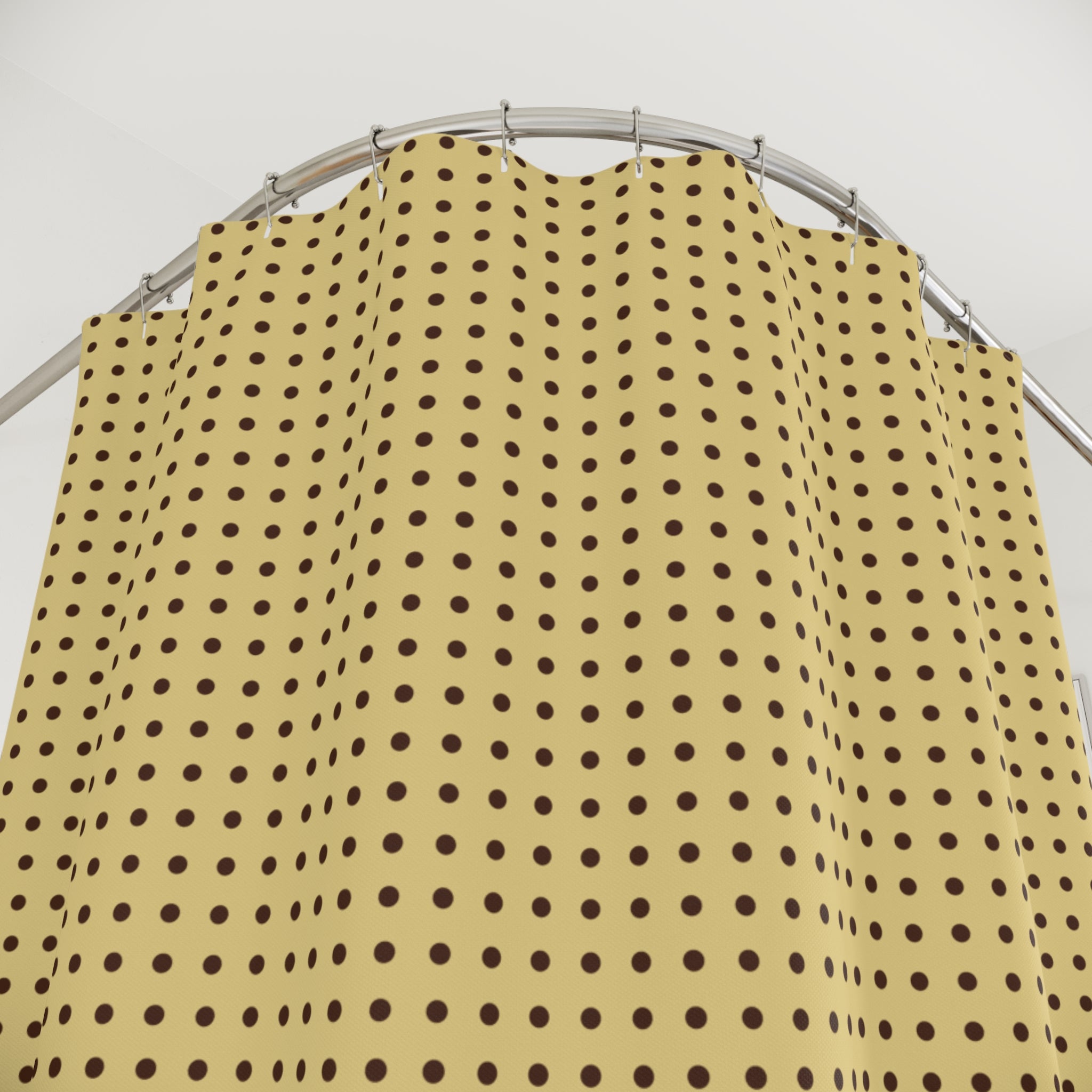 Chocolate and Butter Yellow Polka Dot Shower Curtain