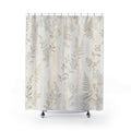 Botanical Shower Curtain, White Farmhouse Bath Decor, Sage Fern Leaf Pattern, Cream Guest Bathroom Decor, Soft Natural Style Decor