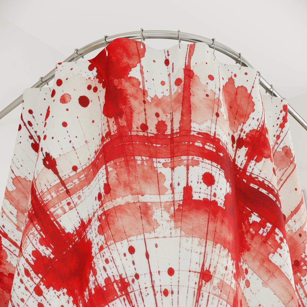 White Radial Paint Splatter Burst Shower Curtain