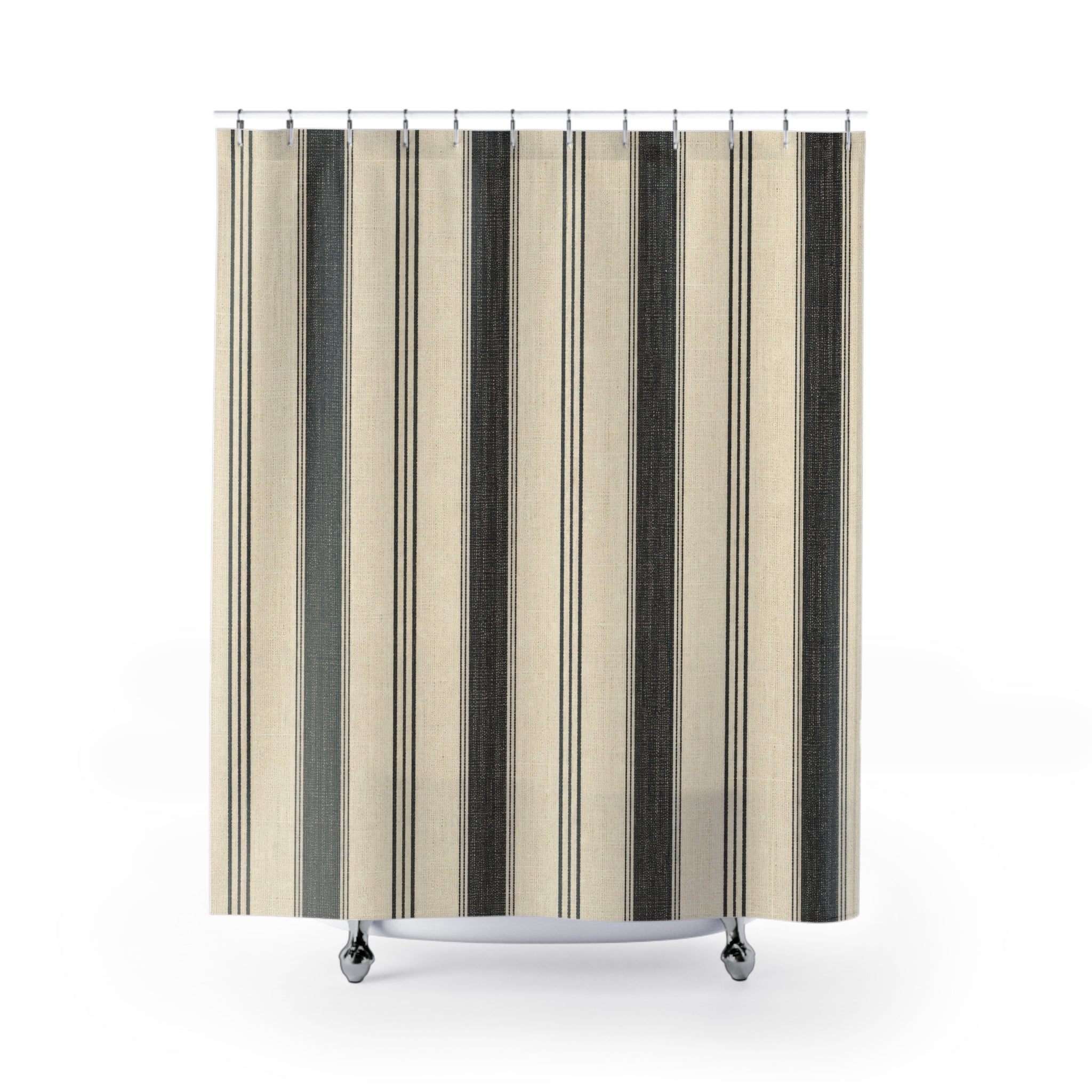 Old World Black Stripe Shower Curtain
