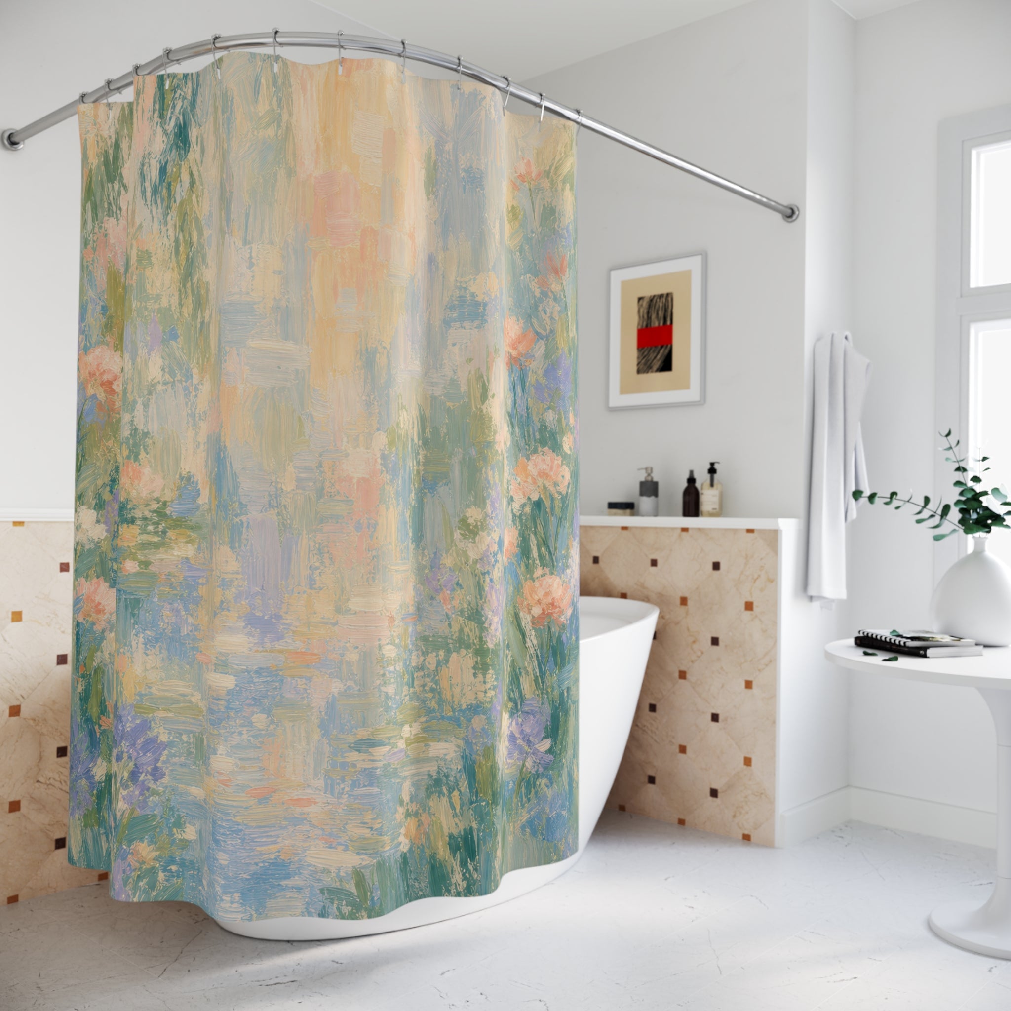 Monet Inspired Garden Impressionist Shower Curtain