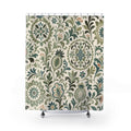 Sage Green Folk Botanical Shower Curtain