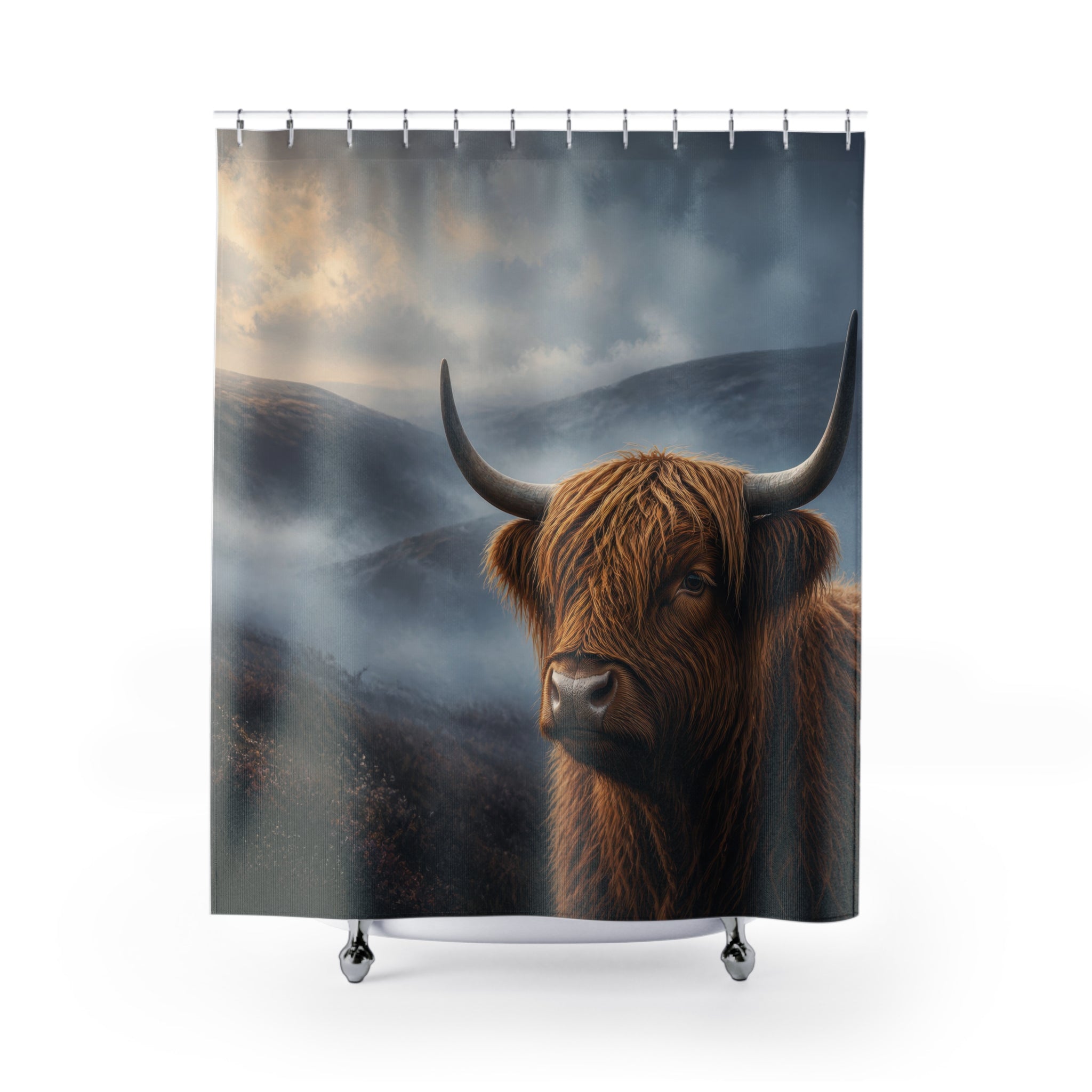 Misty Moor Highland Cow Shower Curtain