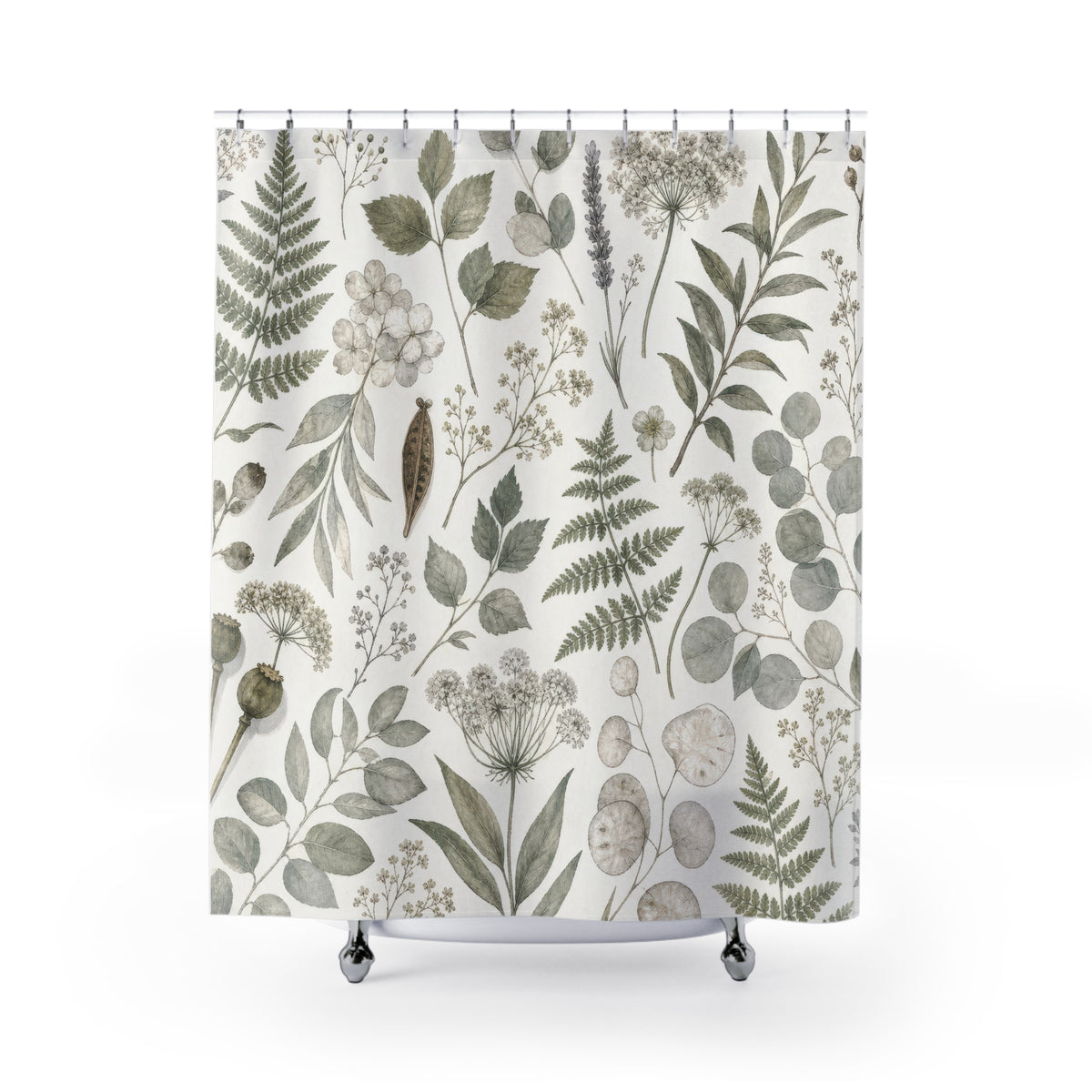 Green Herbarium Shower Curtain