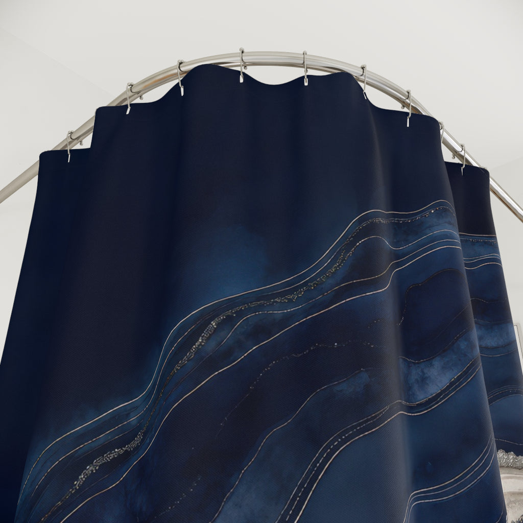 Indigo Geode Navy Shower Curtain
