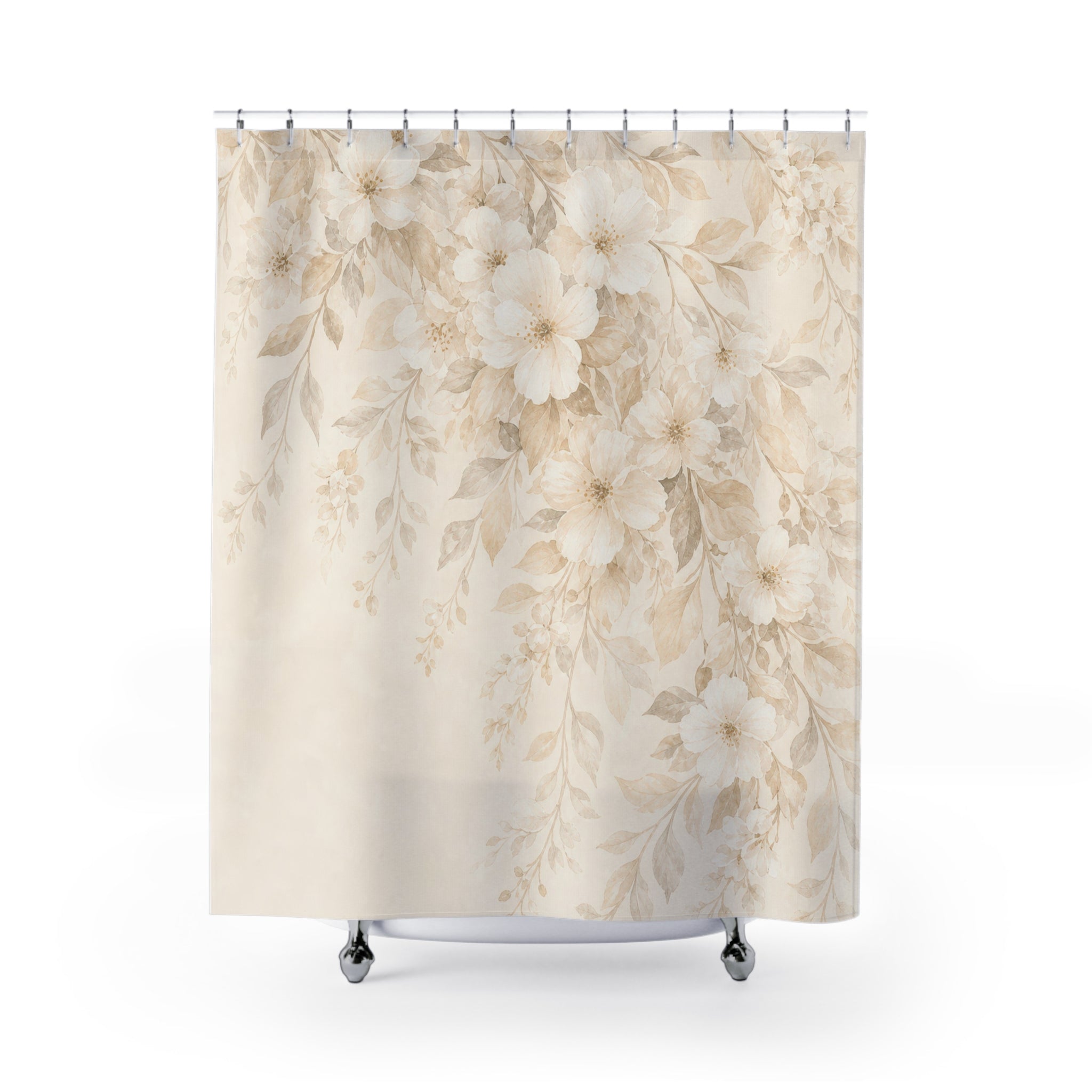 Beige Cascading Flower Shower Curtain