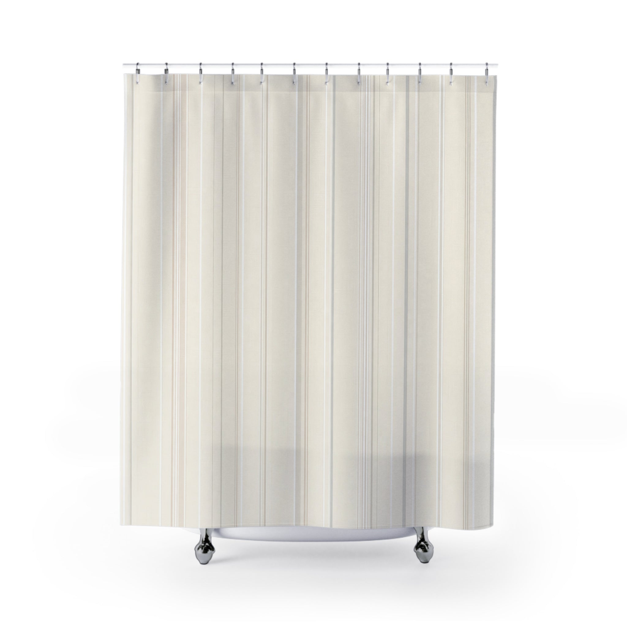 Cream Beige Fine Pinstripe Shower Curtain
