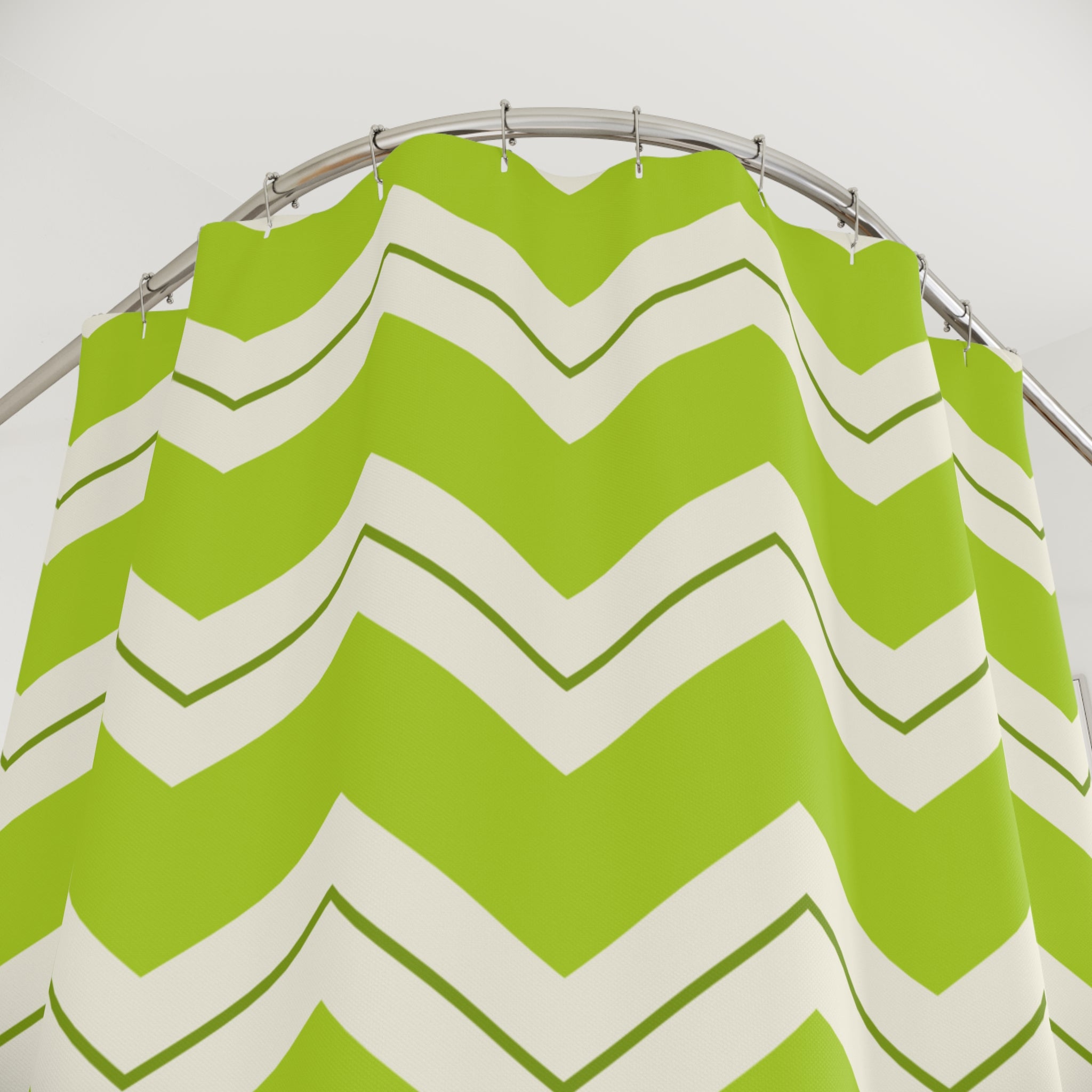 Green Lime Shower Curtain: Chevron Zigzag