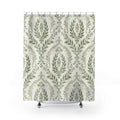 Sage Green White Botanical Medallion Shower Curtain