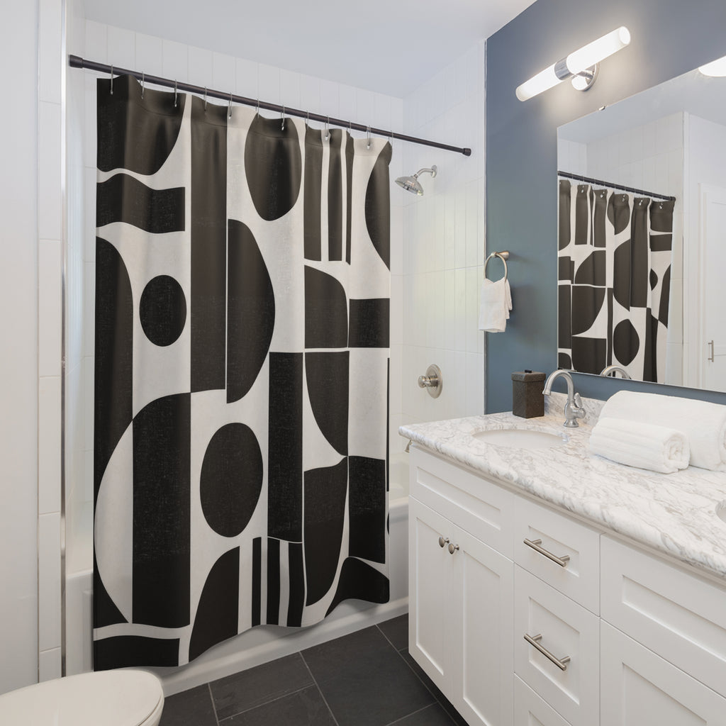 Mid Century Geometric Circle Shower Curtain