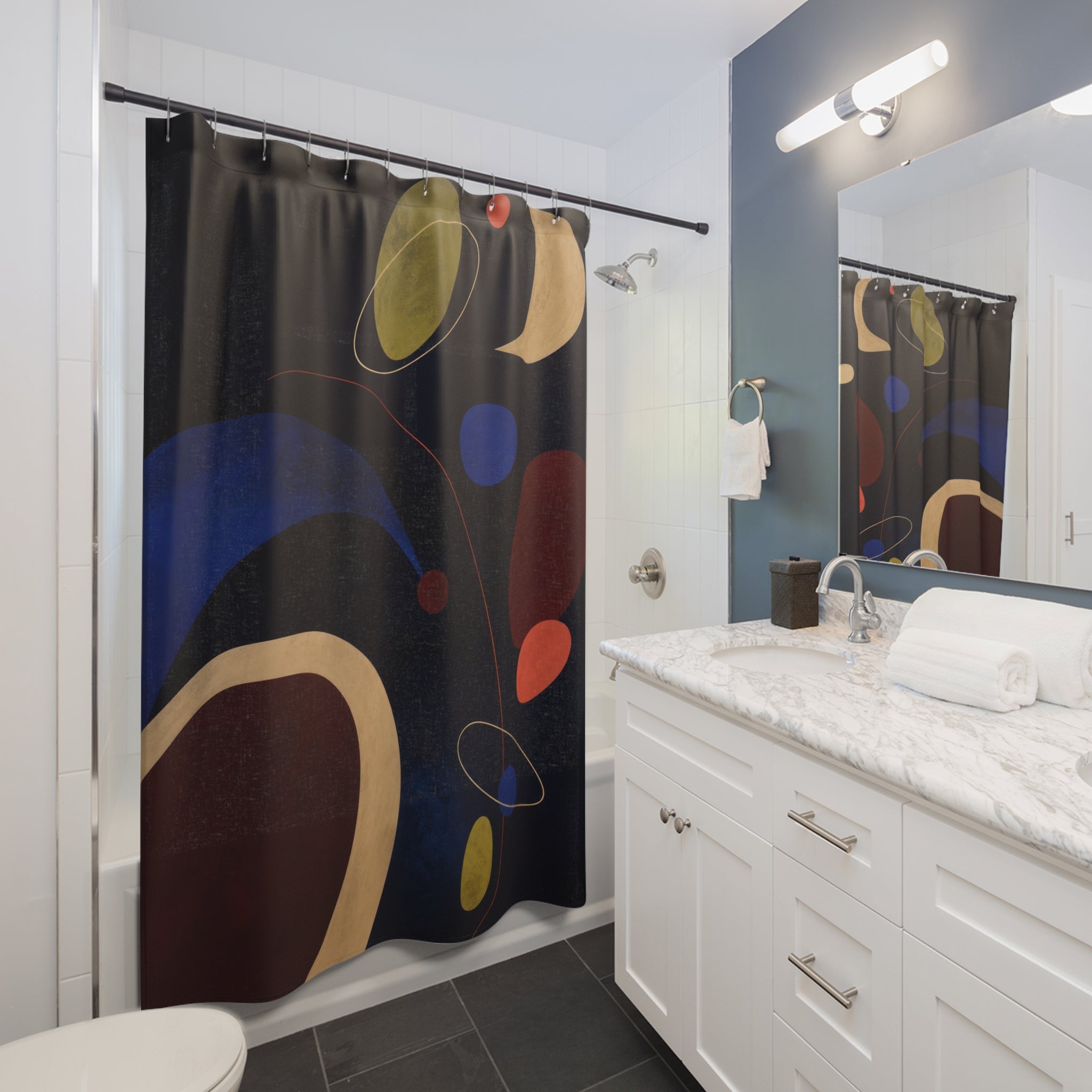 Midnight Orbit Designer Shower Curtain