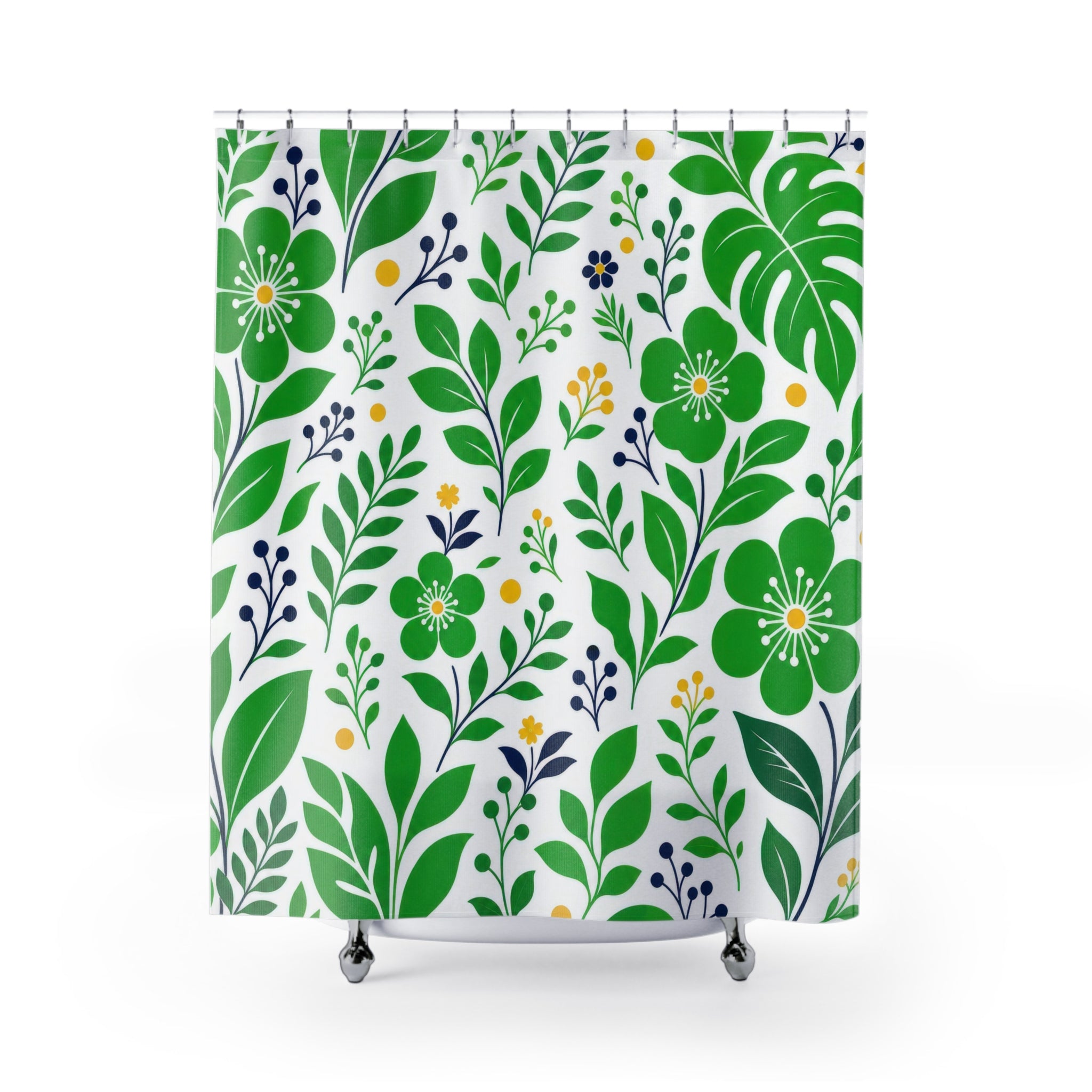 Kelly Botanical Green White Shower Curtain