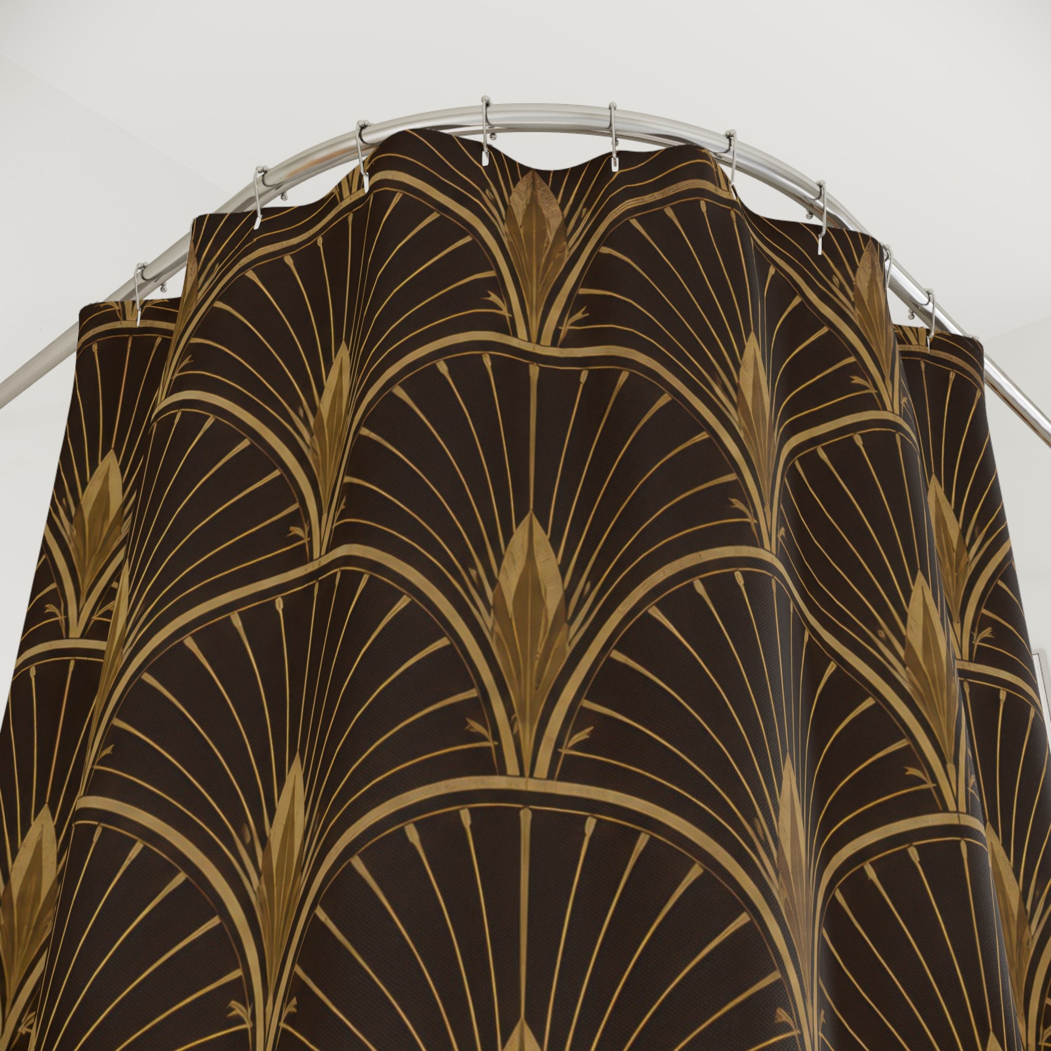 Black Brown Fan Arch Shower Curtain