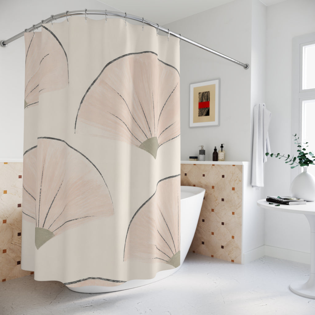 Blush Pink Fan Shape Shower Curtain