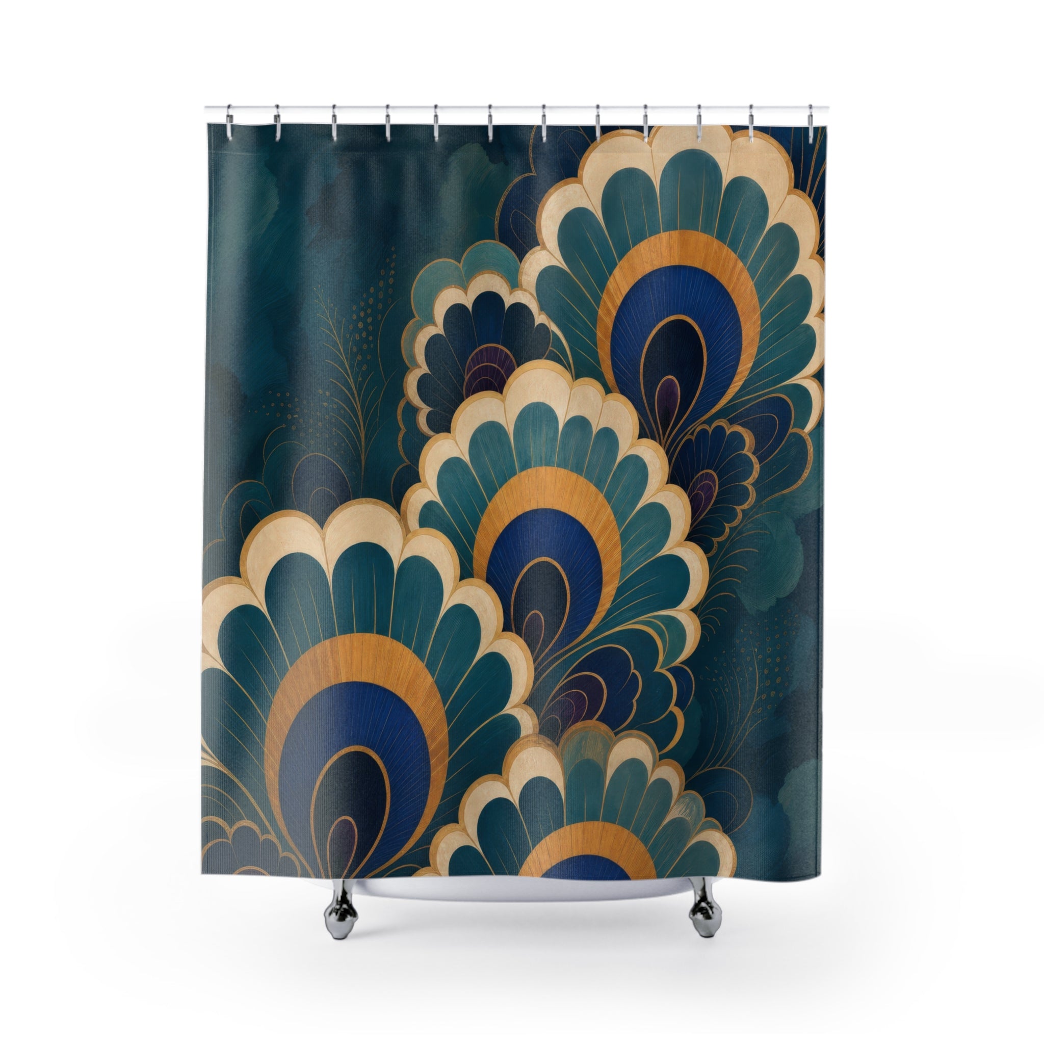 Peacock Scallop Fan Shower Curtain