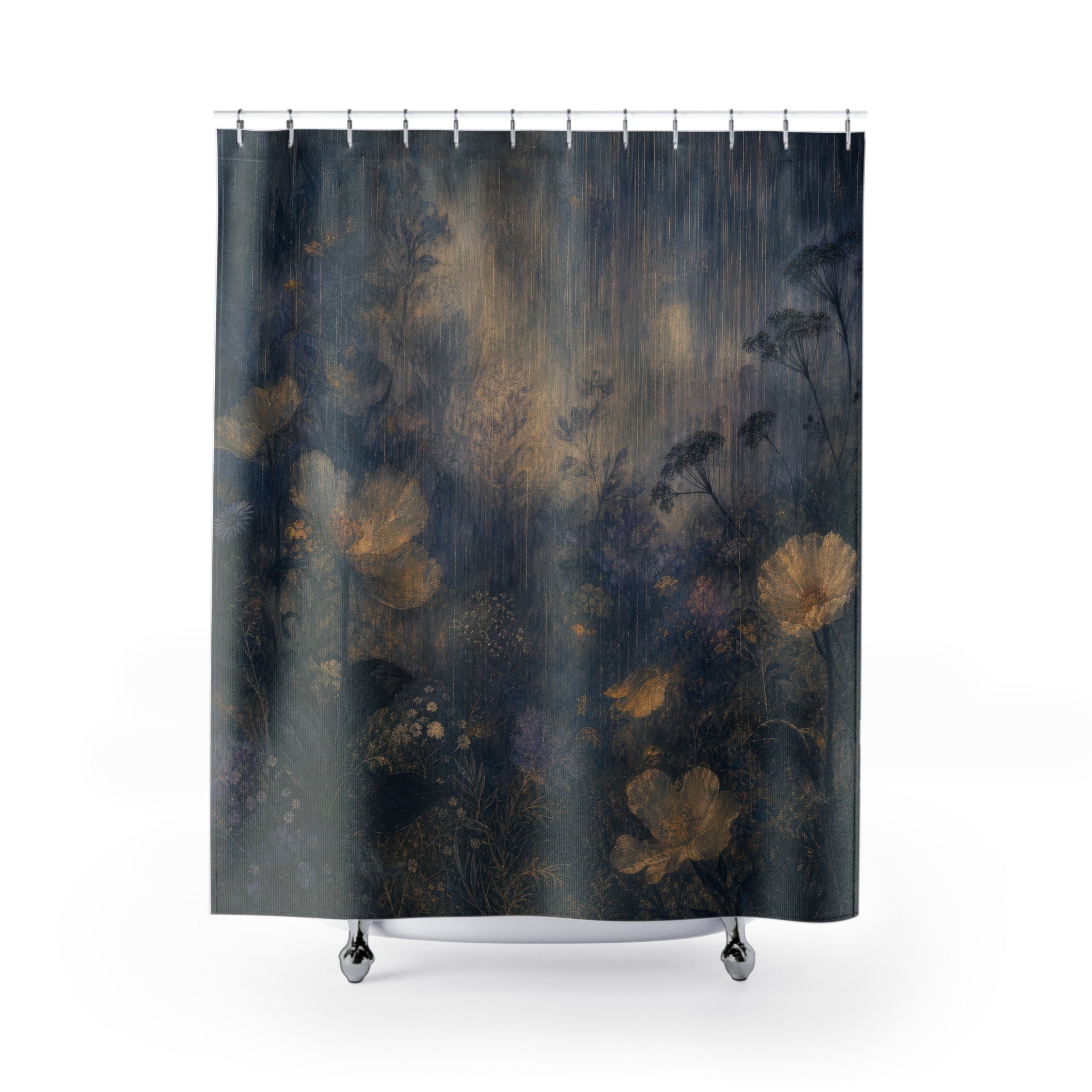 Dreamy Rain Flower Print Shower Curtain