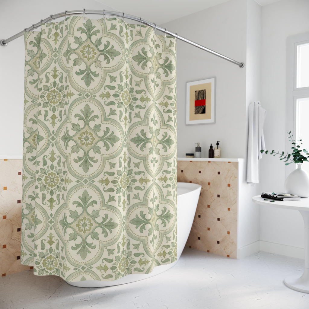 Celadon Medallion Shower Curtain