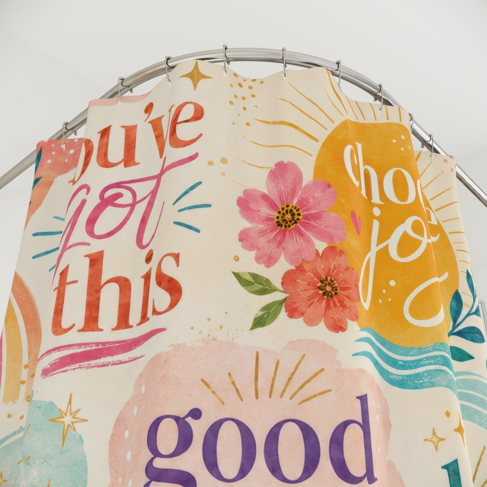Positive Affirmation Shower Curtain: Colorful Motivational