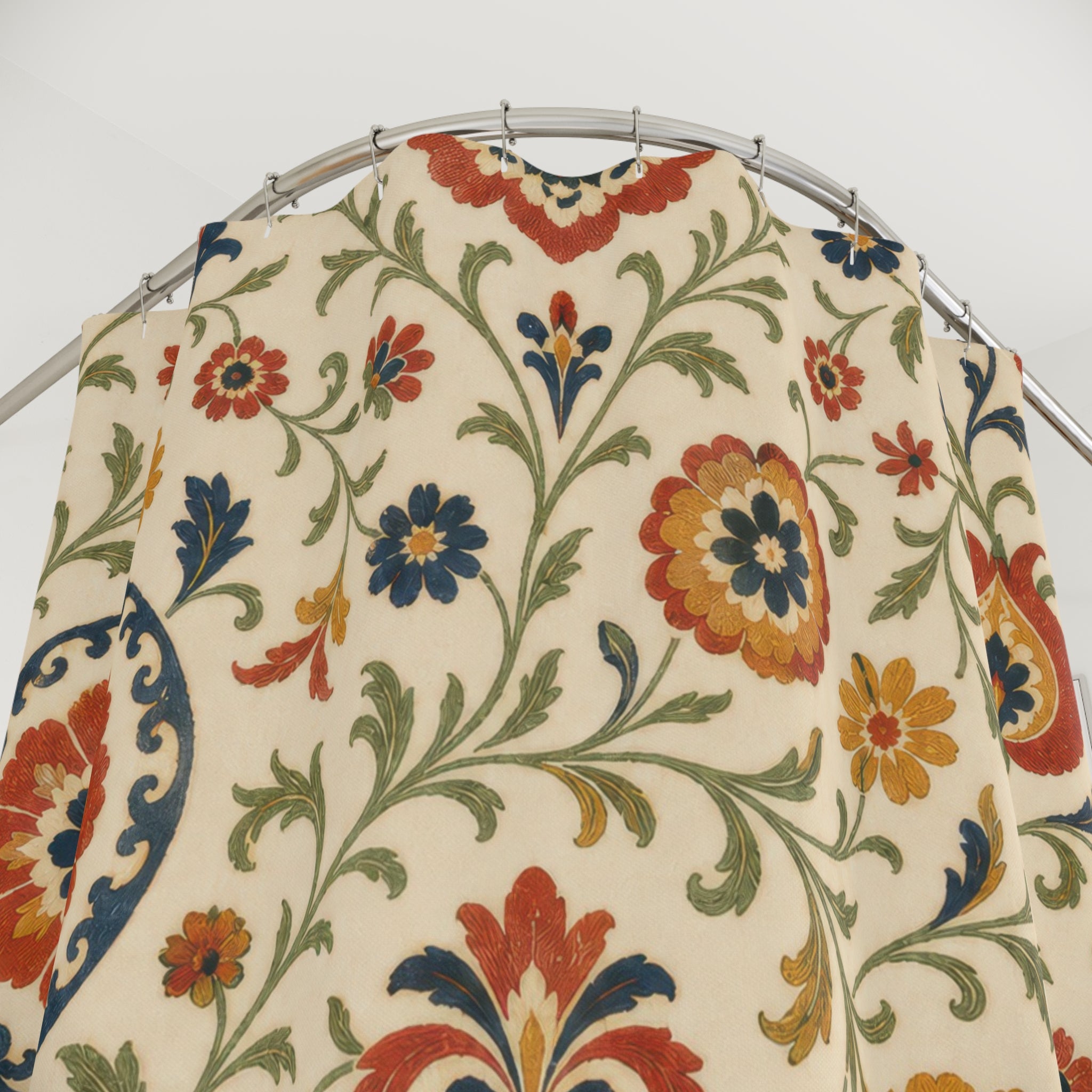 Suzani Folk Boho Floral Shower Curtain