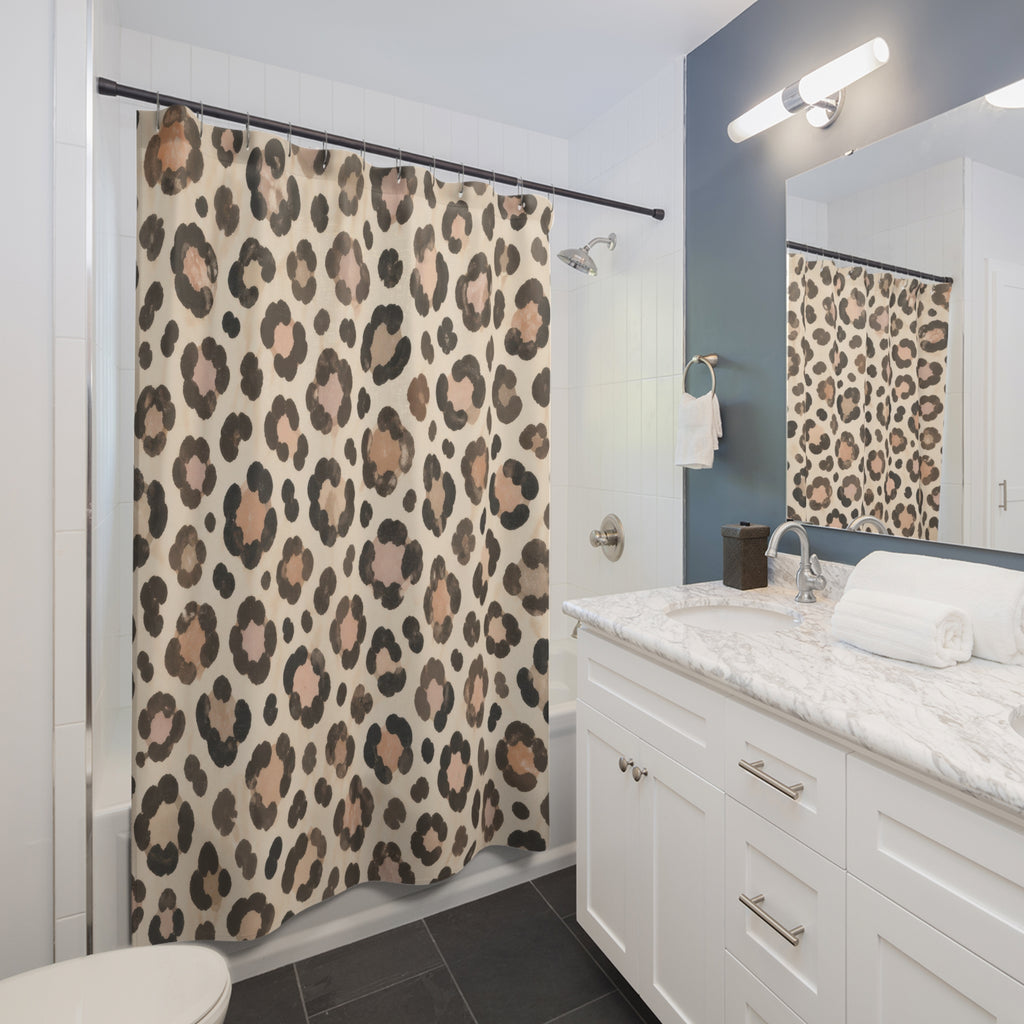 Soft Neutral Leopard Print Shower Curtain