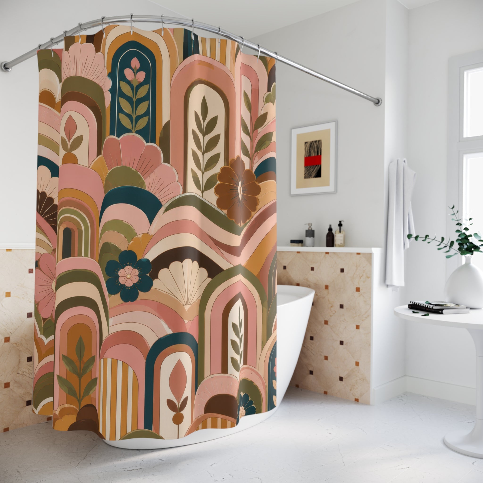 Retro Chic Floral Shower Curtain