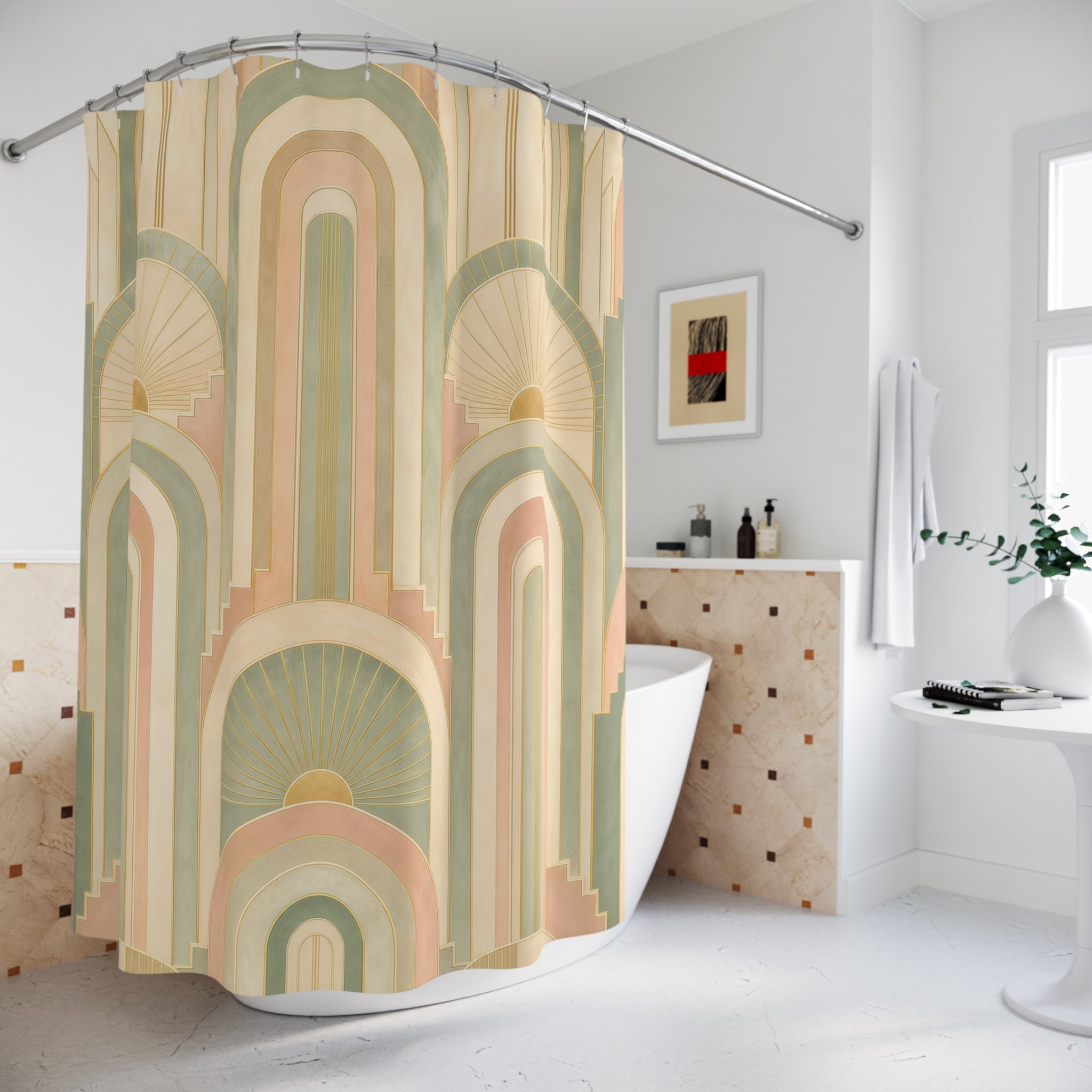 Geometric Art Deco Archway Shower Curtain