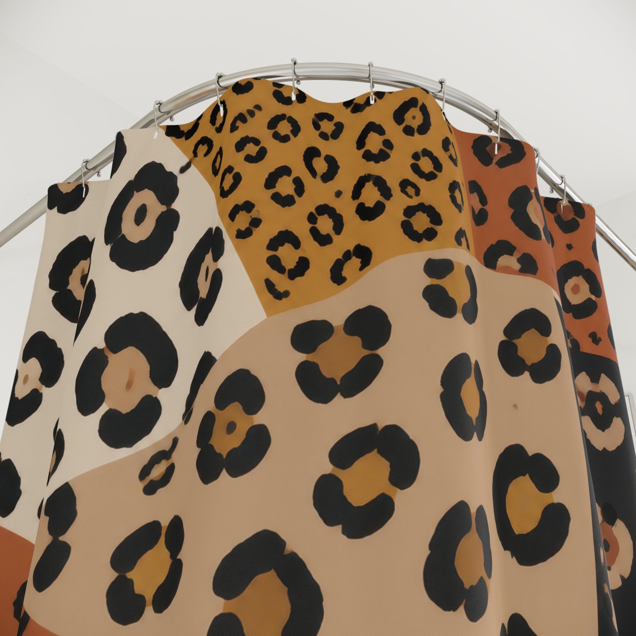 Terracotta Desert Mosaic Leopard Shower Curtain